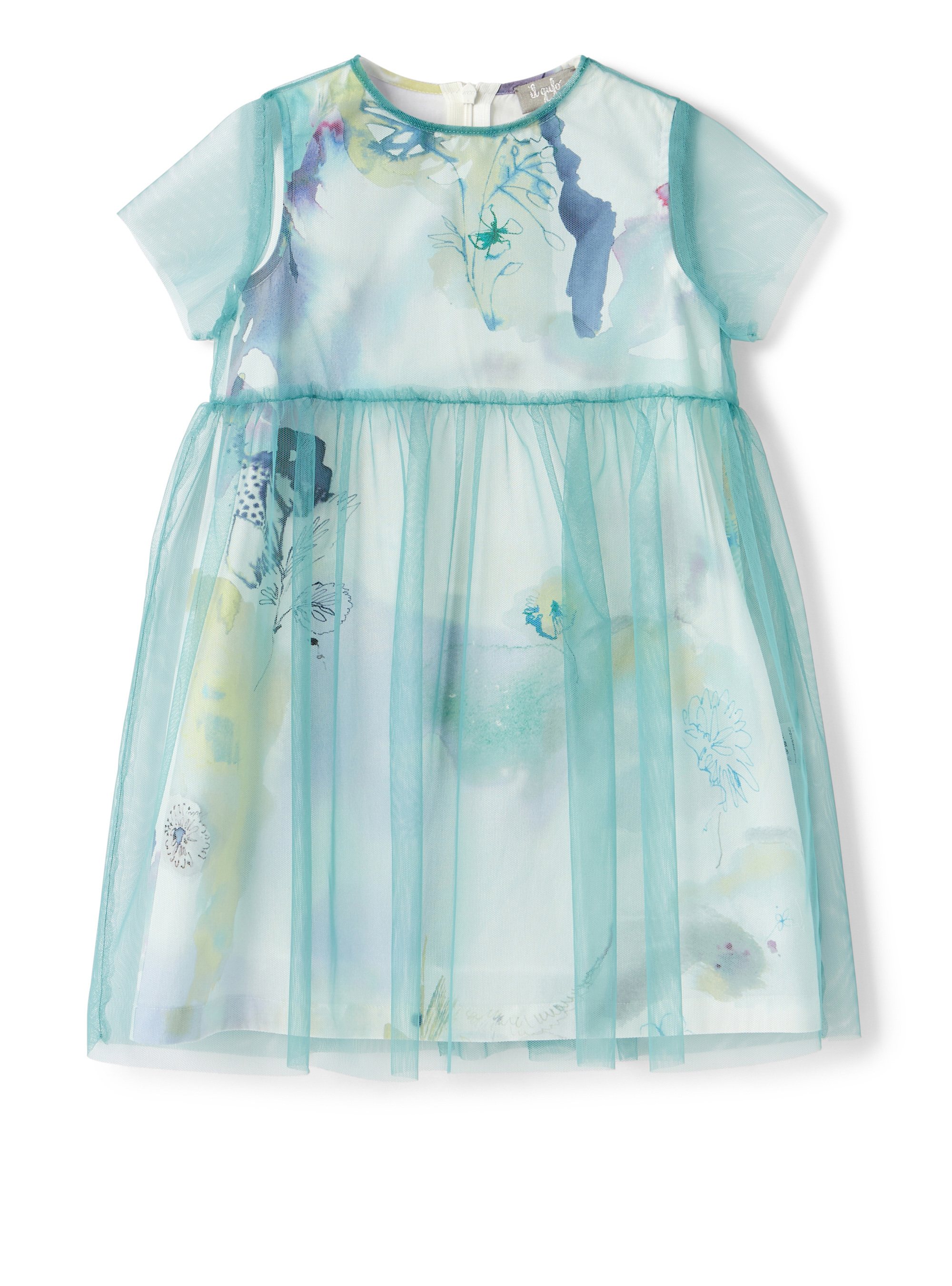 Dress with exclusive print and tulle - Dresses - Il Gufo