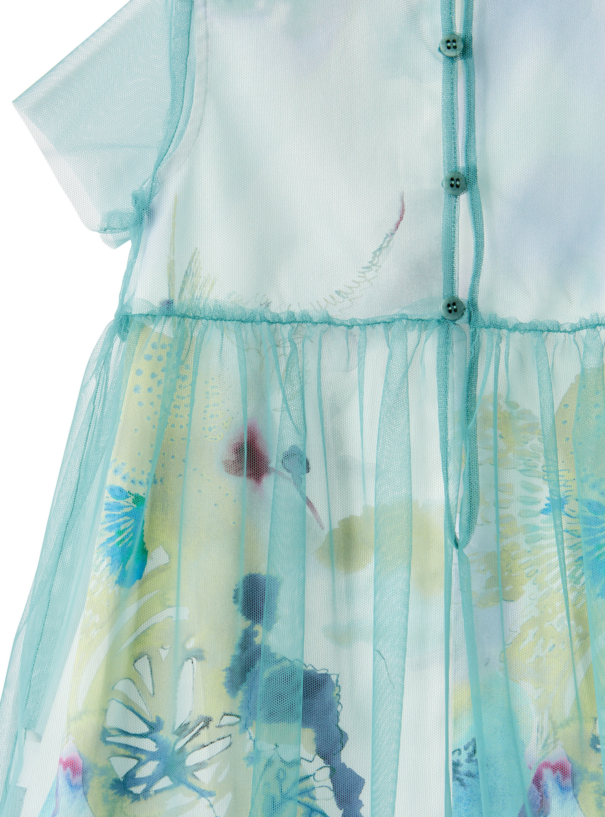 Dress with exclusive print and tulle - Blue | Il Gufo