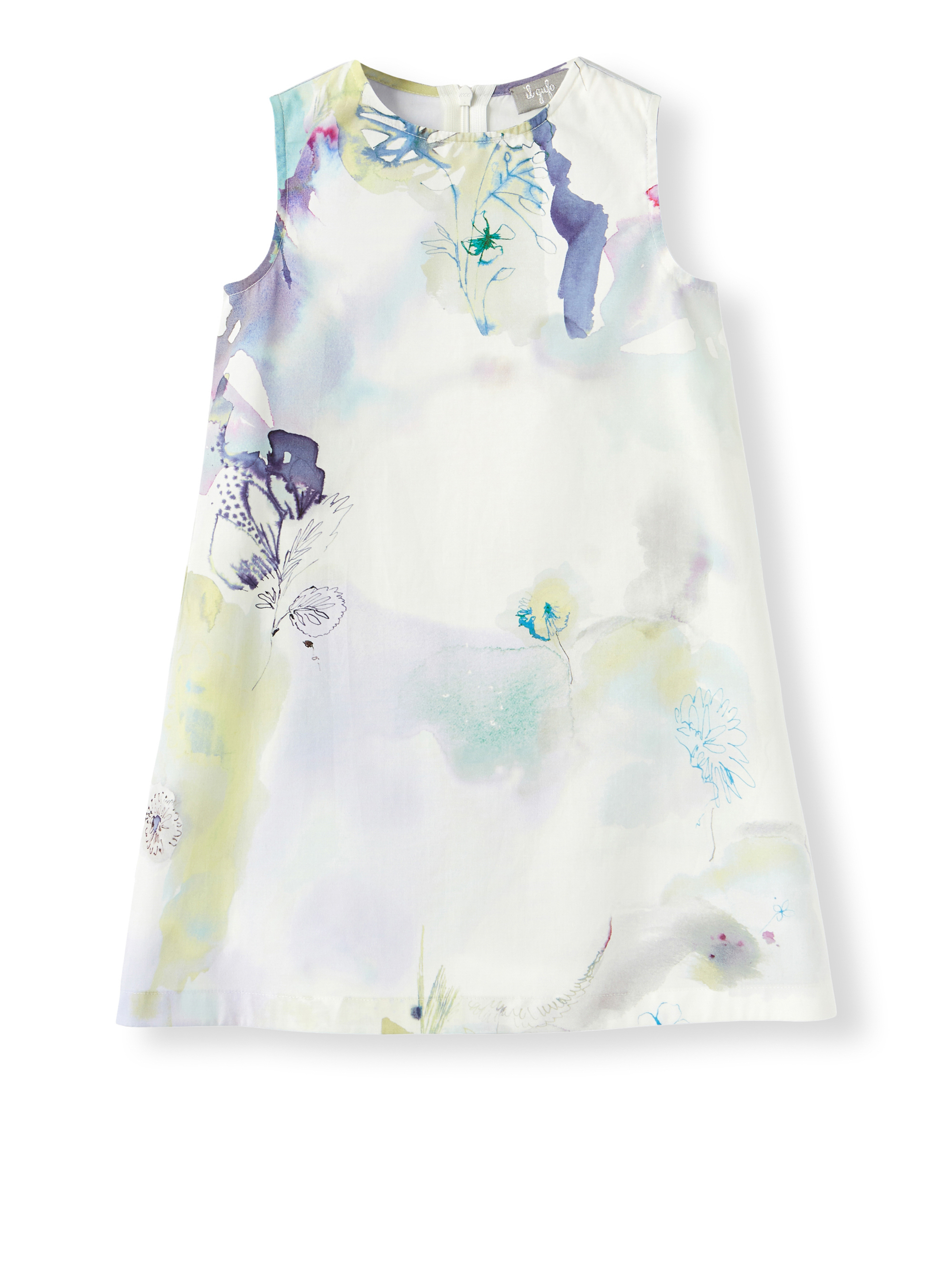 Dress with exclusive print and tulle - Blue | Il Gufo