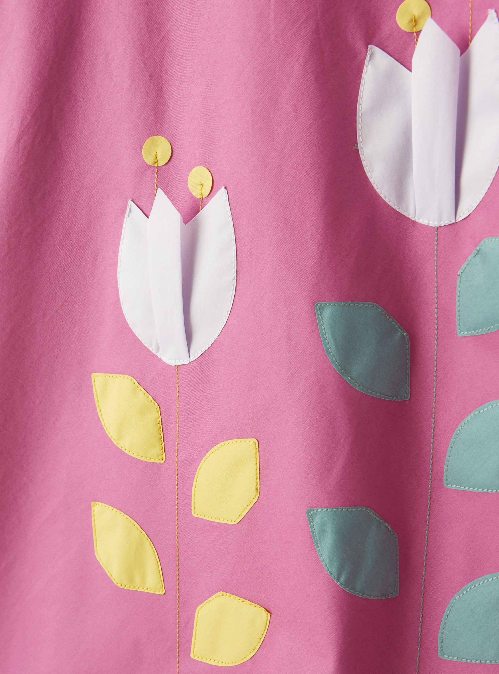 Fuchsiafarbenes Kleid mit aufgesetzten Blumen - Fuchsie | Il Gufo