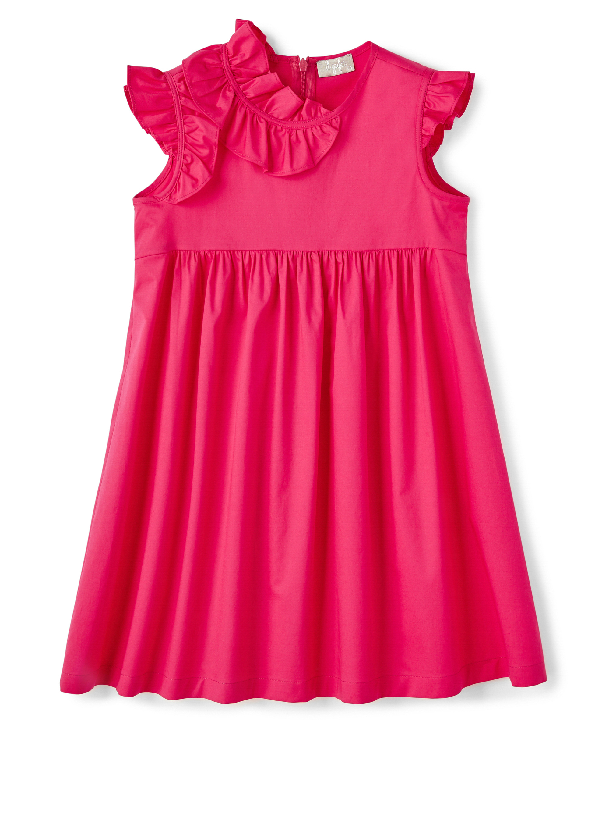 Red poplin dress with ruffles - Dresses - Il Gufo