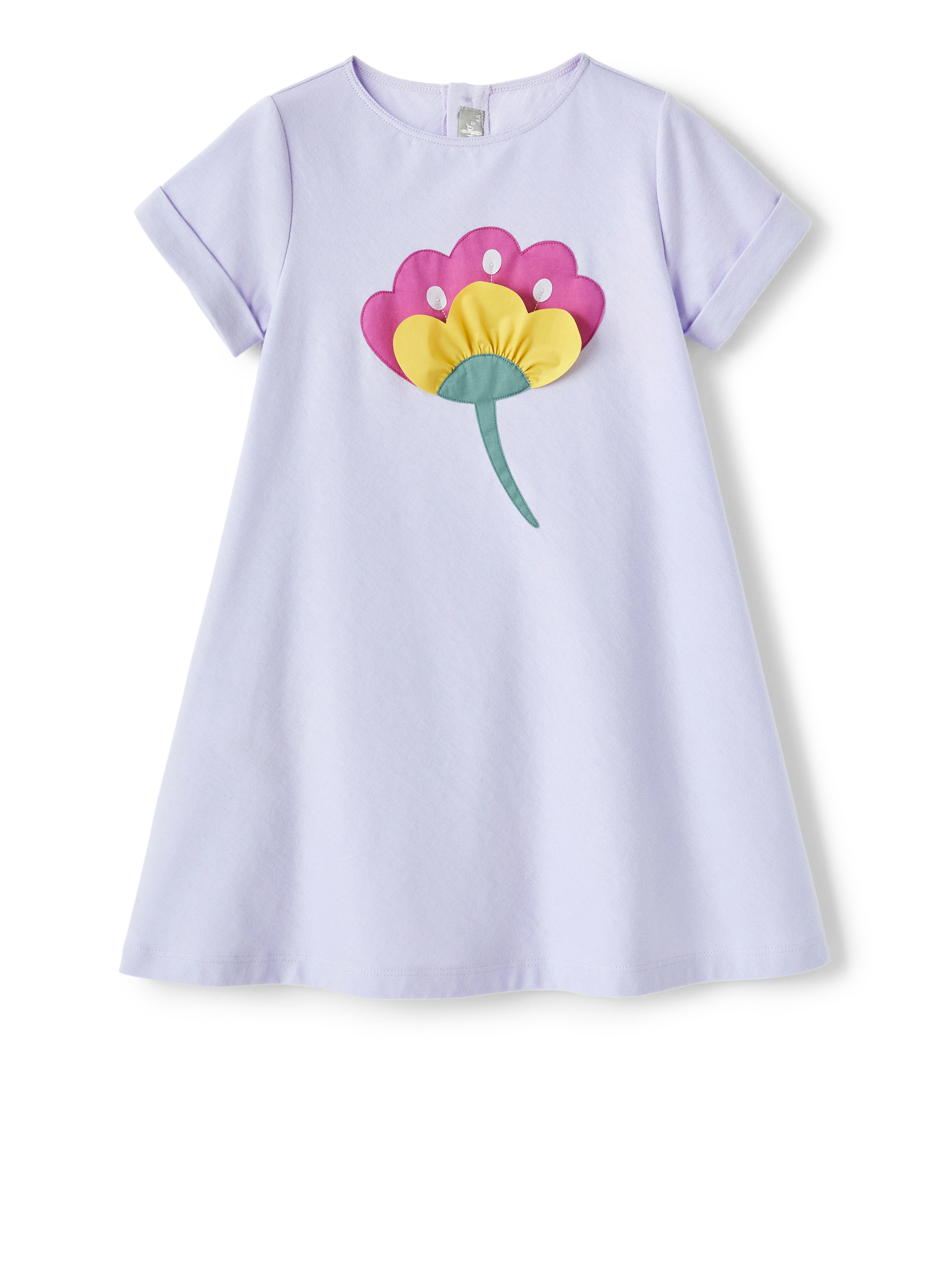 Lilac jersey dress with flower - Lilac | Il Gufo