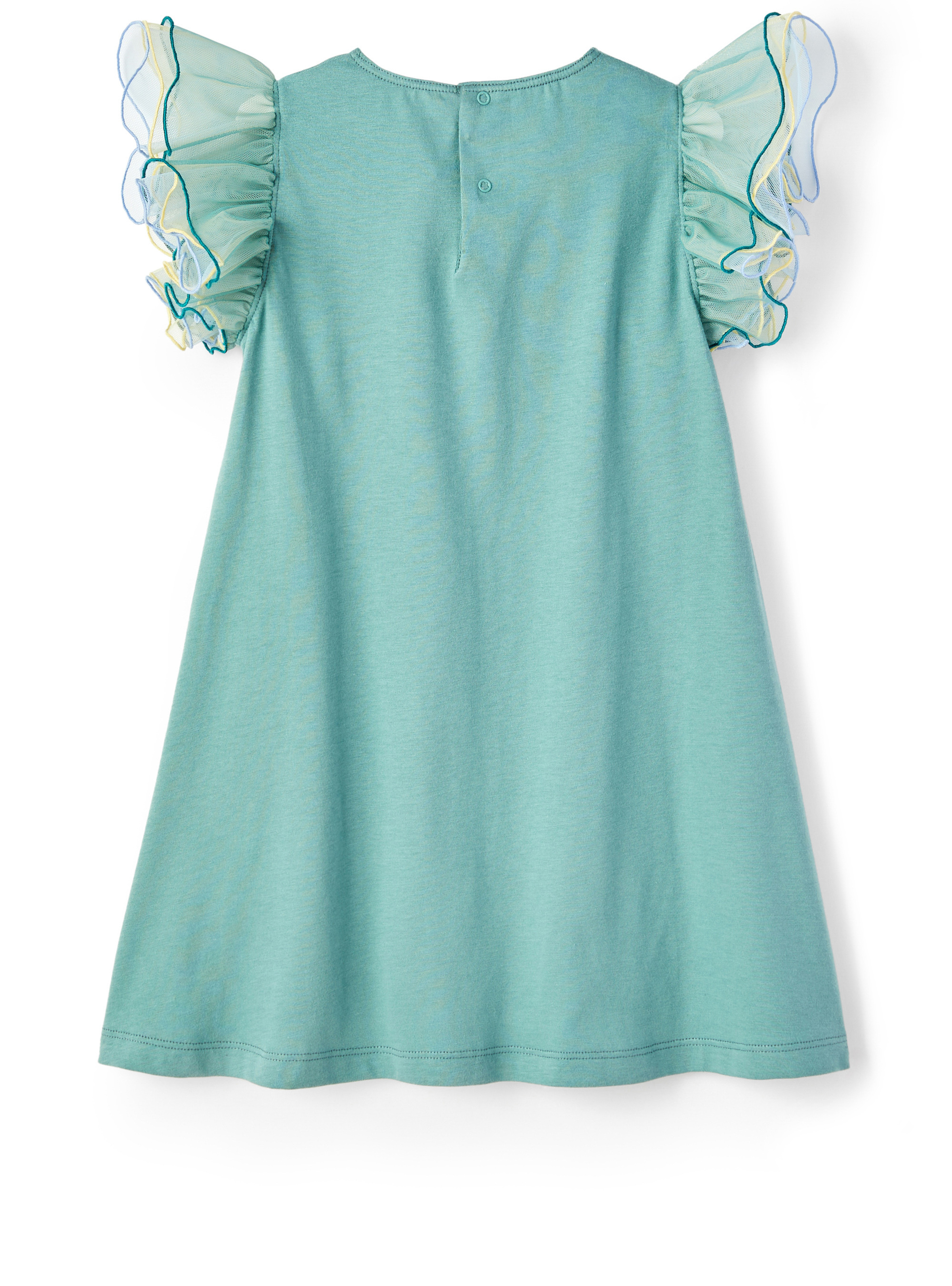 Jersey dress with tulle sleeves - Green | Il Gufo