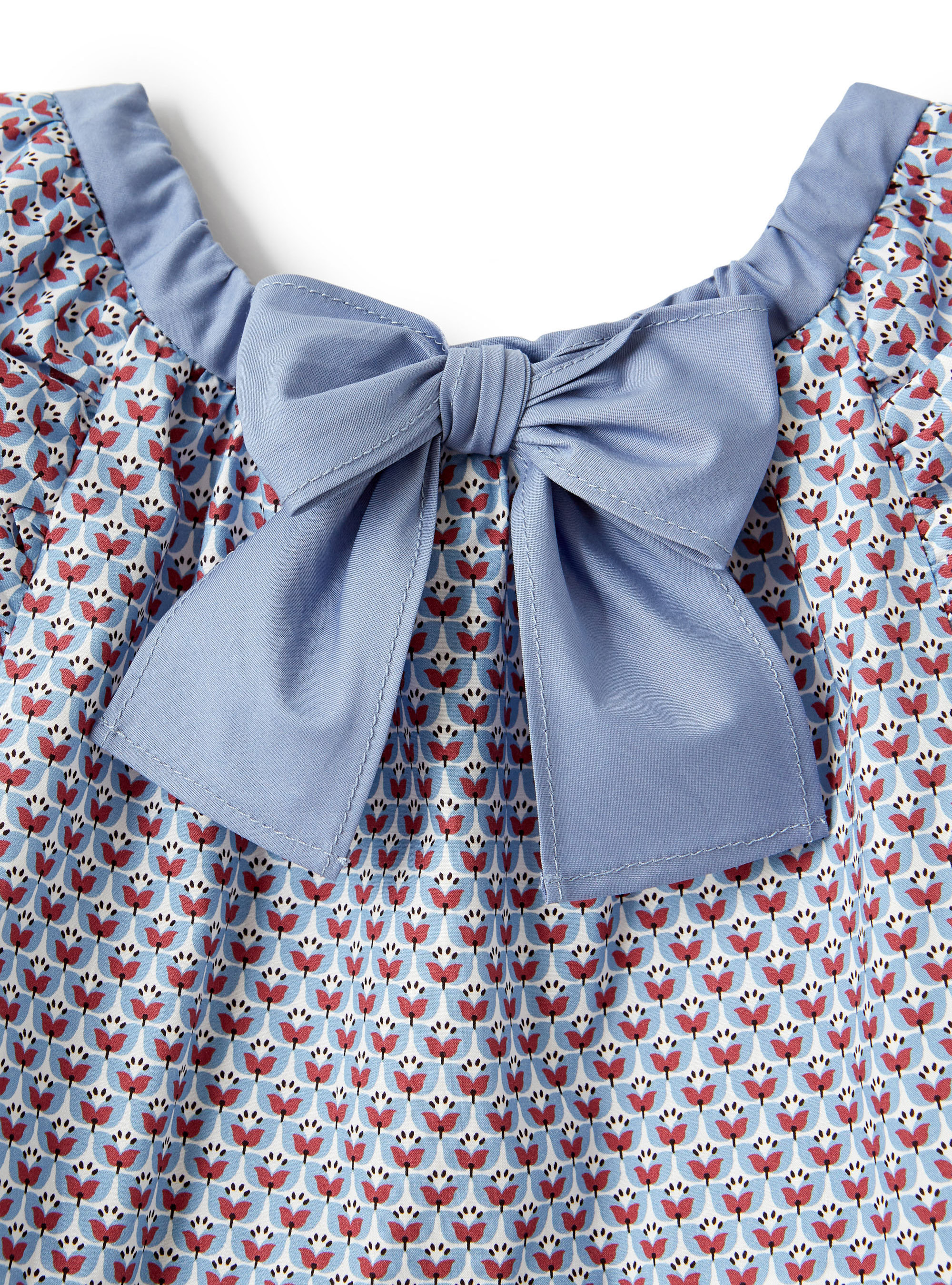 Kleid aus Liberty-Stoffen mit kleinen Blumen - Blau | Il Gufo