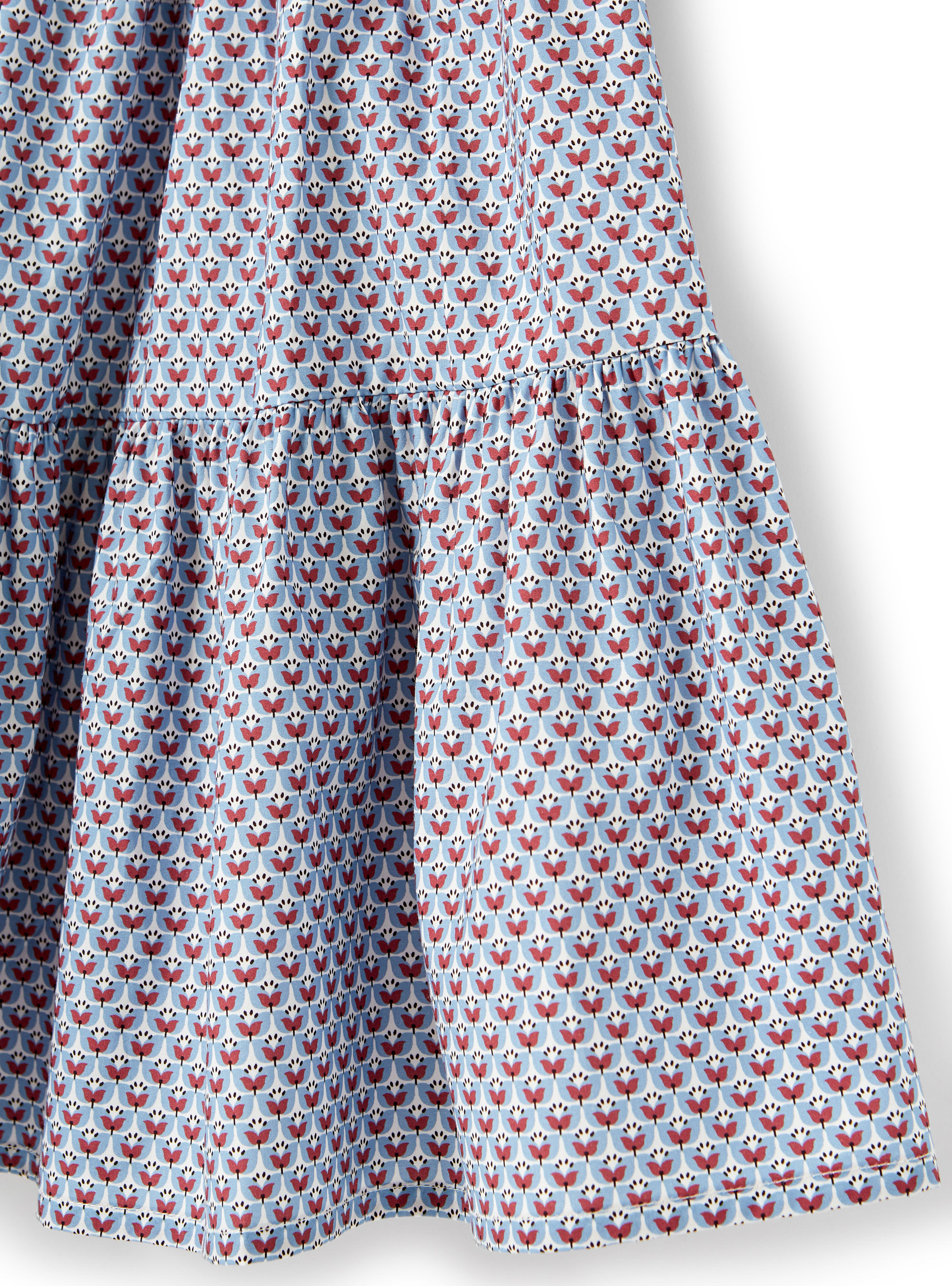 Dress in Liberty Fabrics with small flowers - Blue | Il Gufo