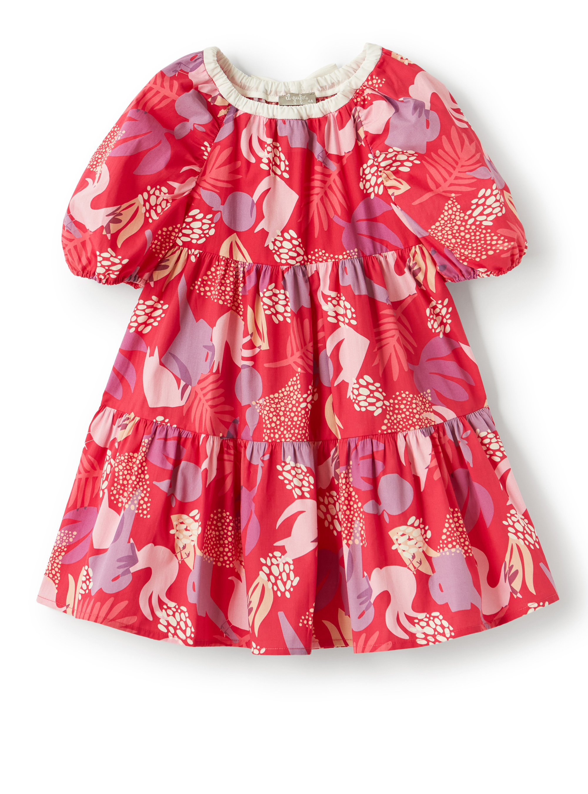 Dress with exclusive garden print - Red | Il Gufo