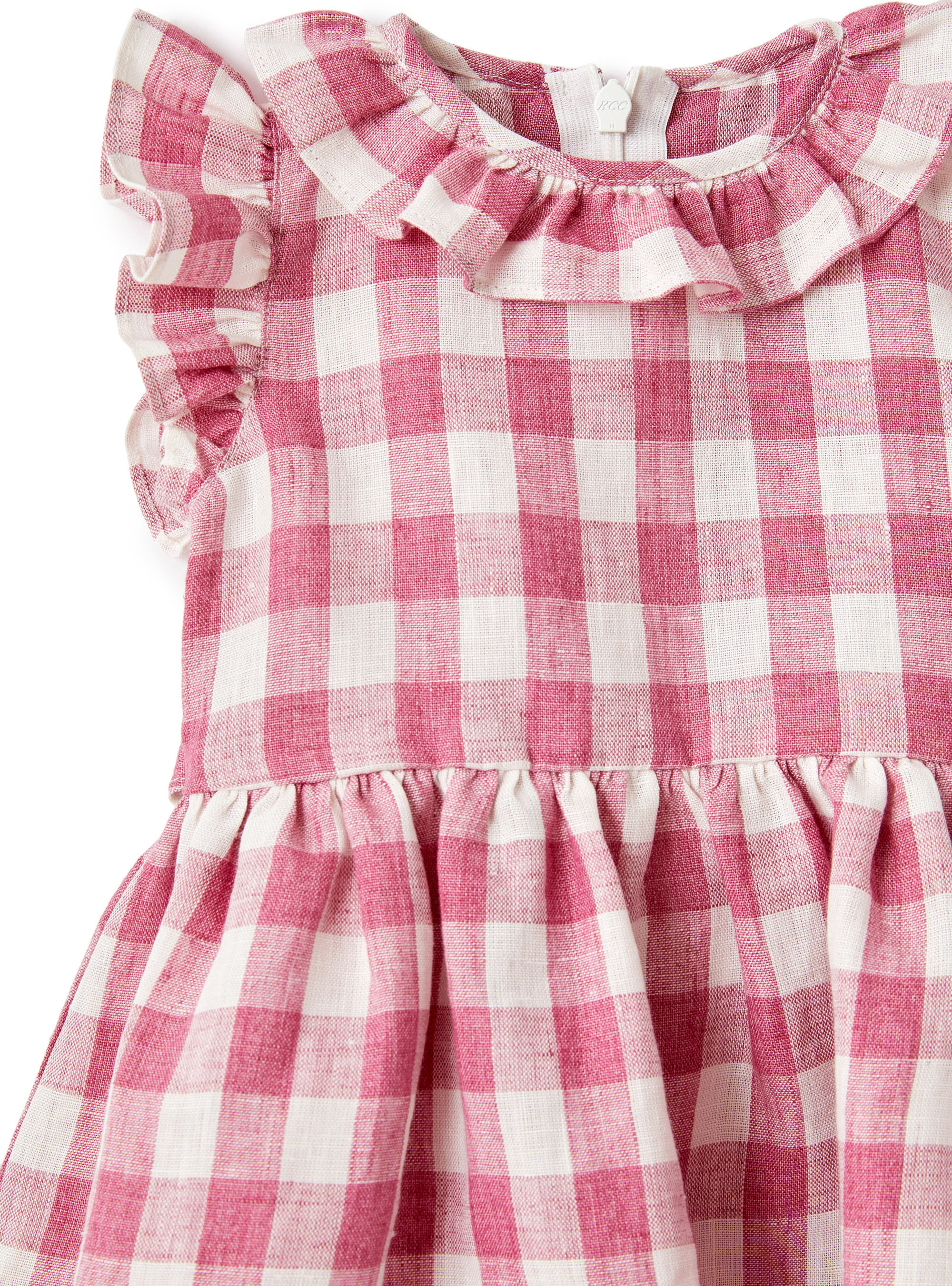 Pink maxi check linen dress - Pink | Il Gufo