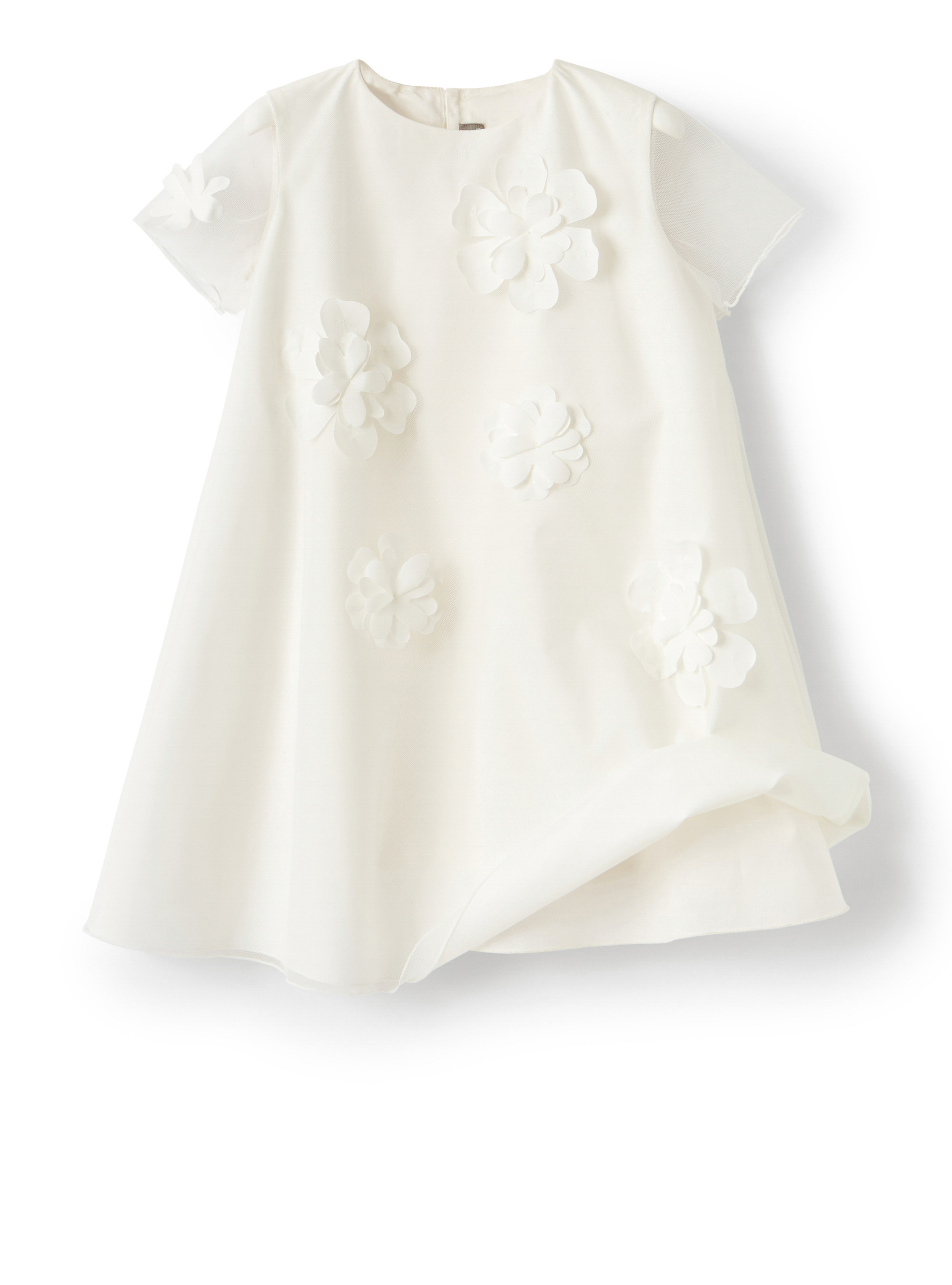 Robe en tulle avec fleurs appliquées - Blanc | Il Gufo
