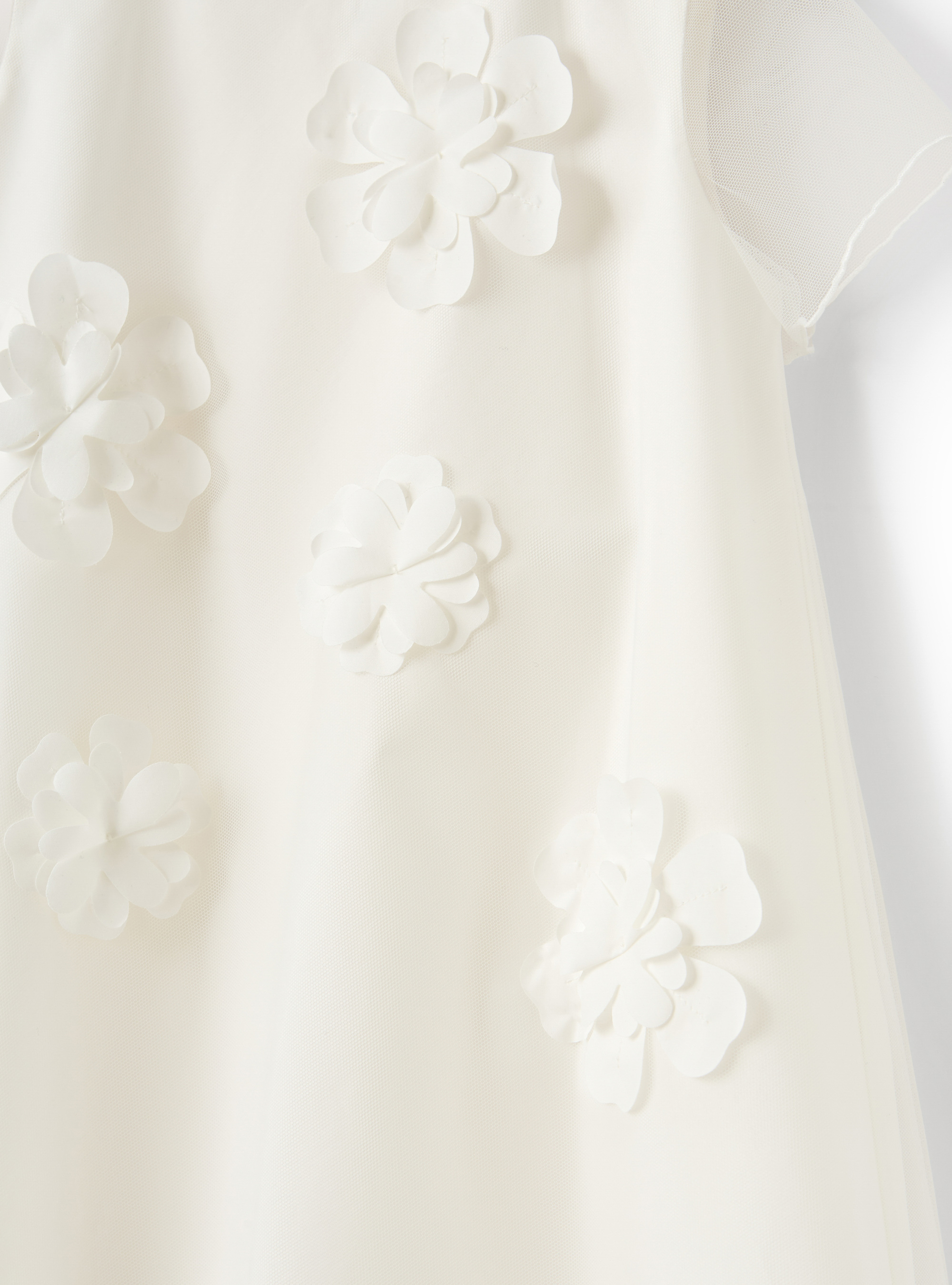 Tulle dress with applied flowers - White | Il Gufo
