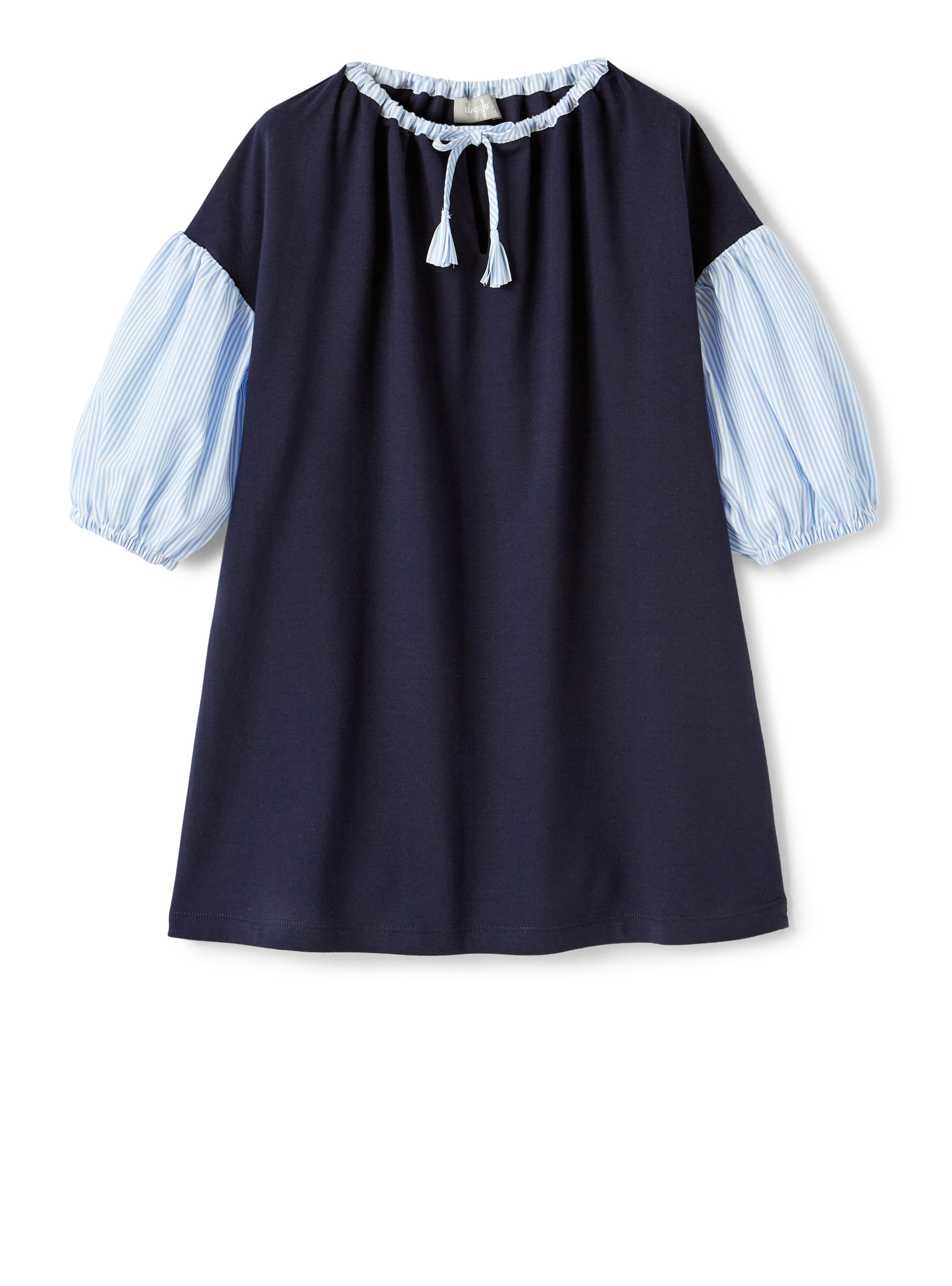Jersey dress with balloon sleeve - Blue | Il Gufo