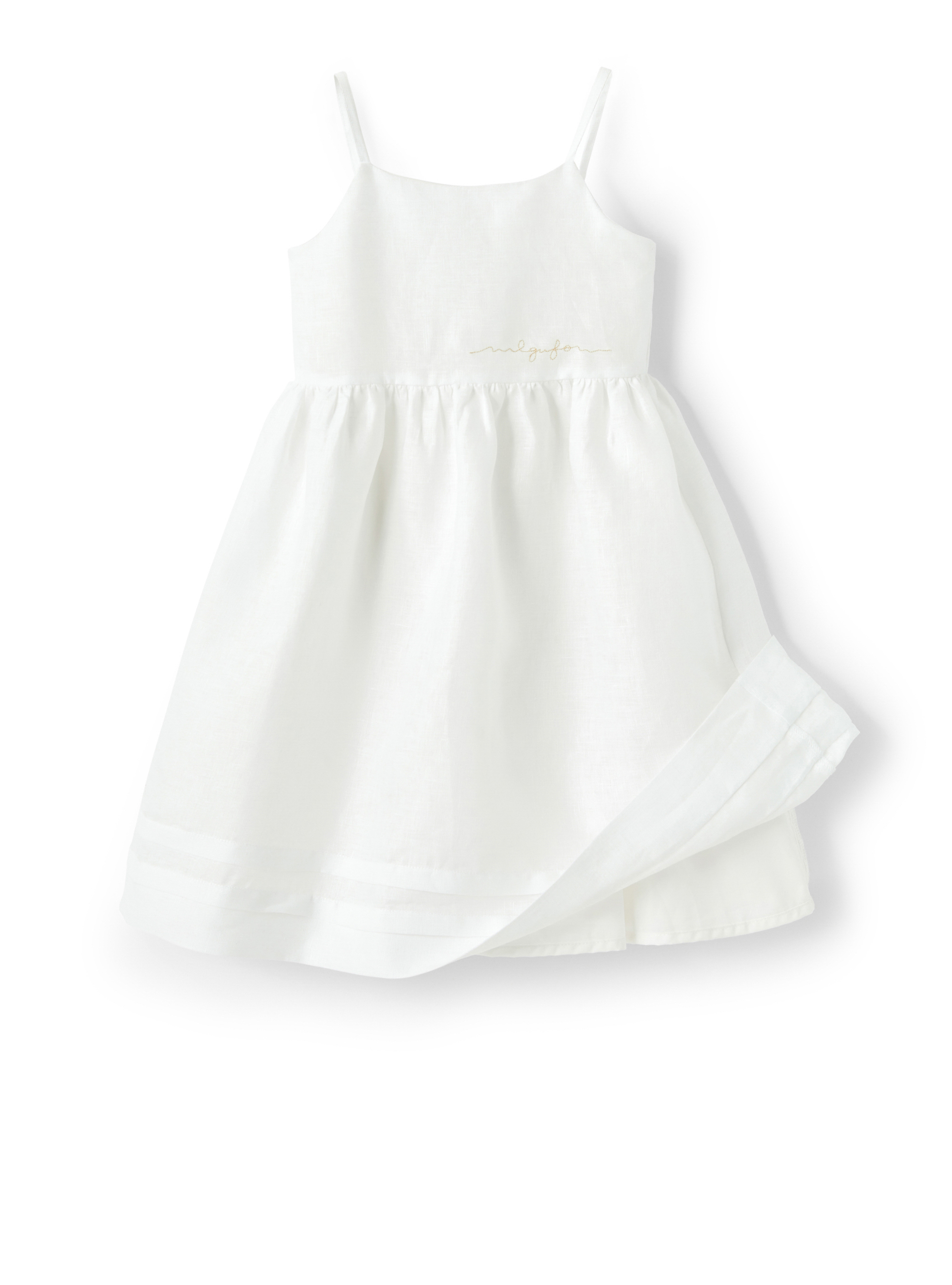 Linen dress with thin straps - White | Il Gufo