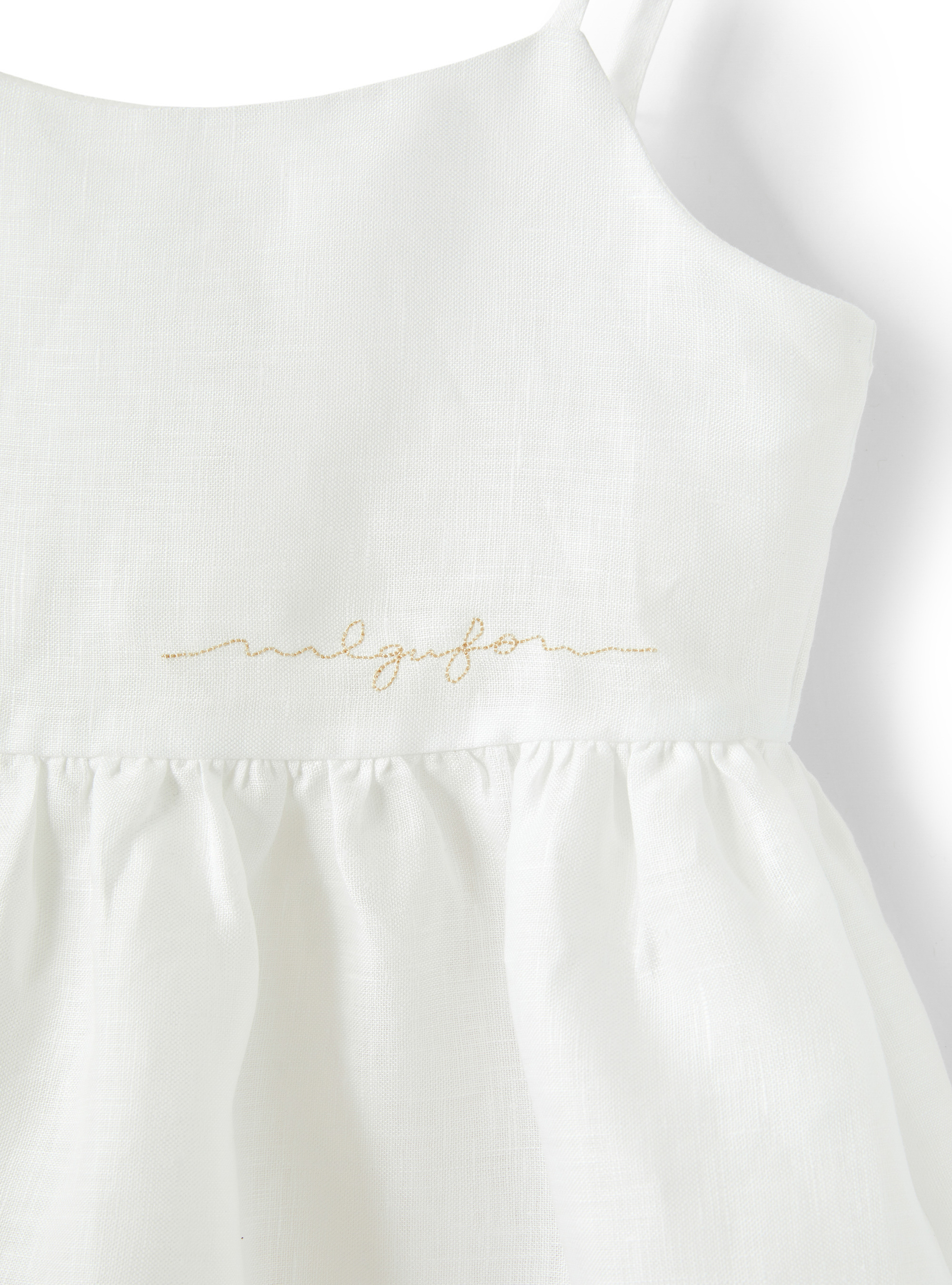 Linen dress with thin straps - White | Il Gufo