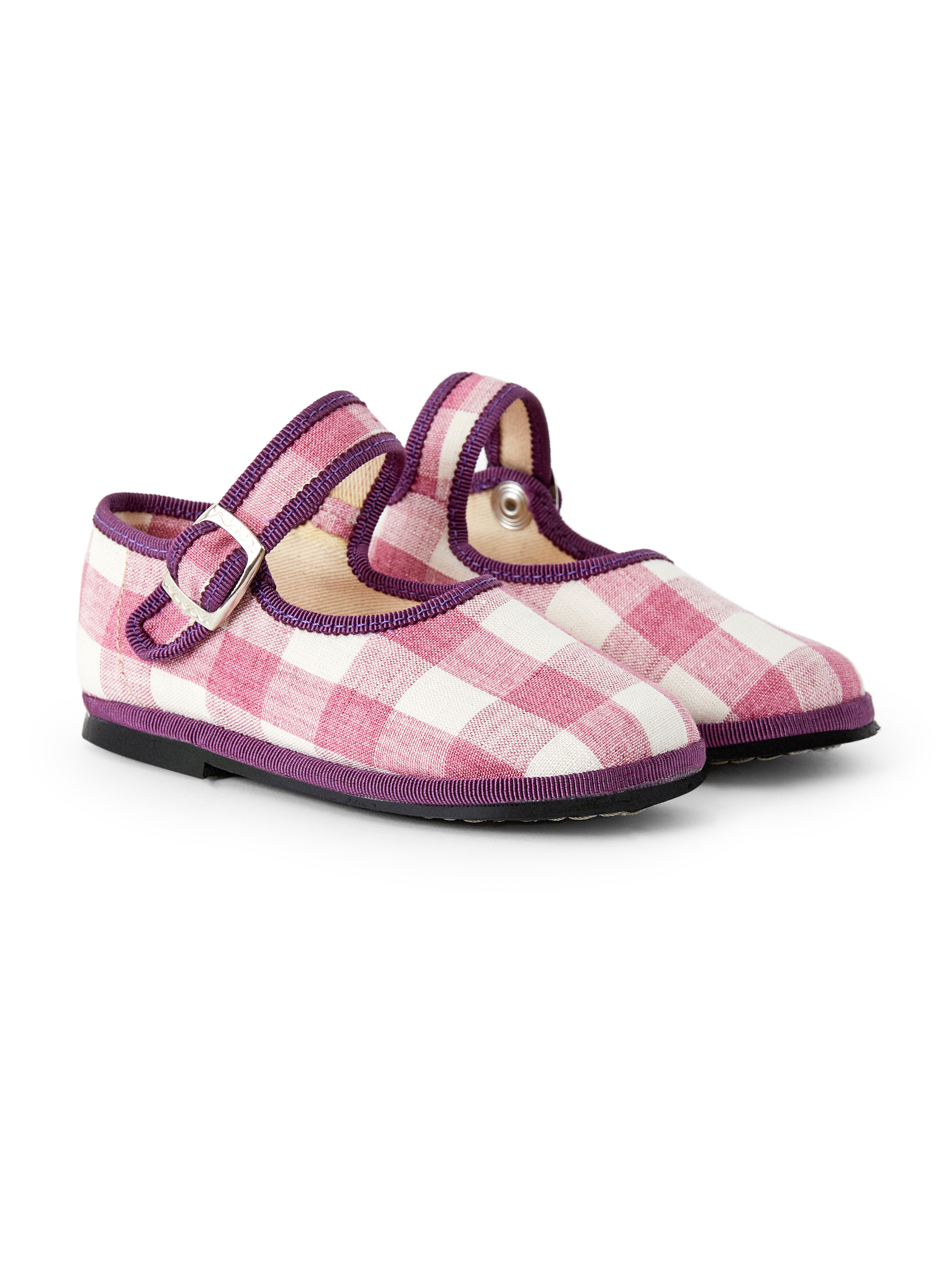 Pink checked linen slippers - Shoes - Il Gufo