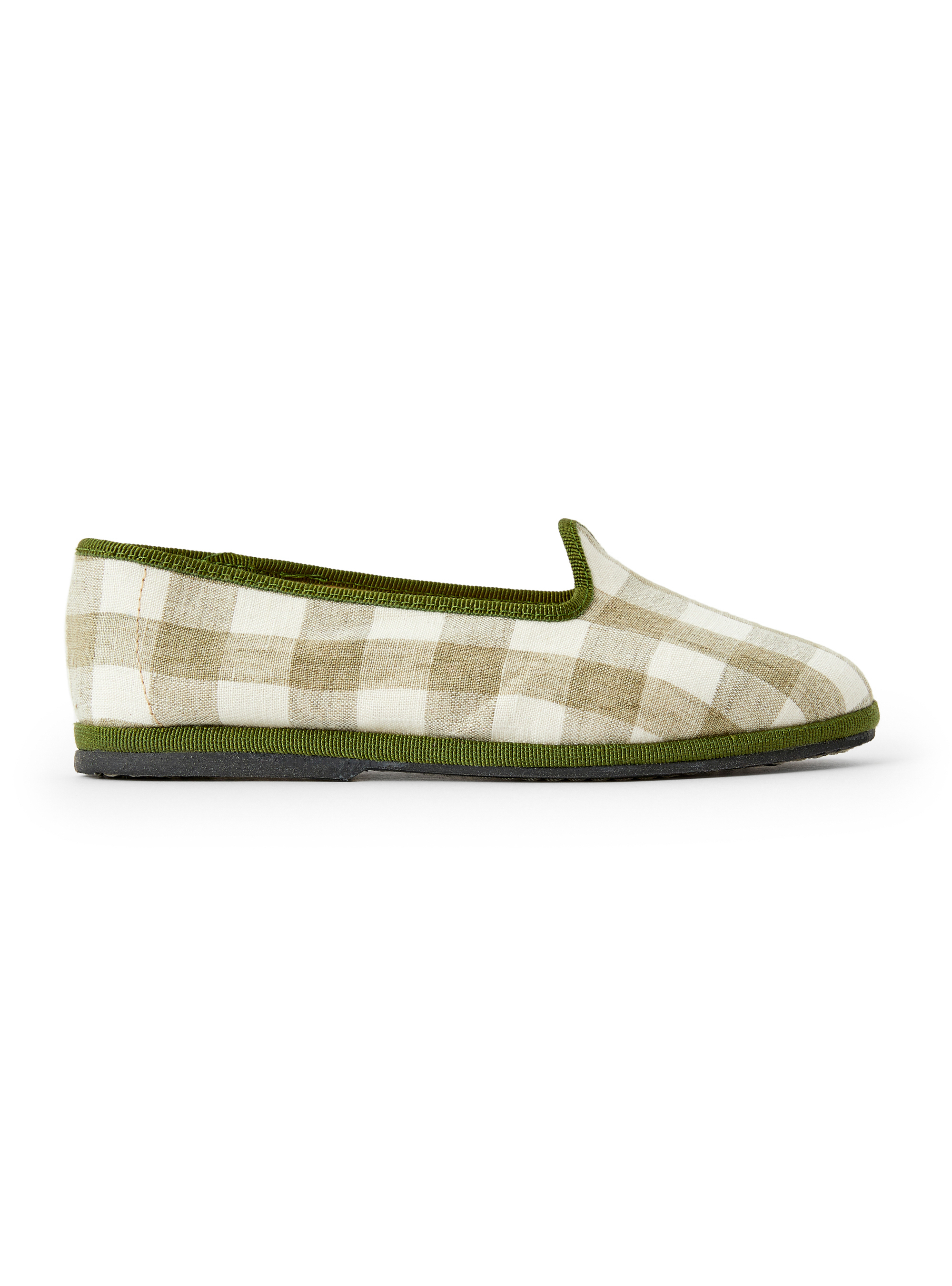 Green checked linen slippers - Green | Il Gufo