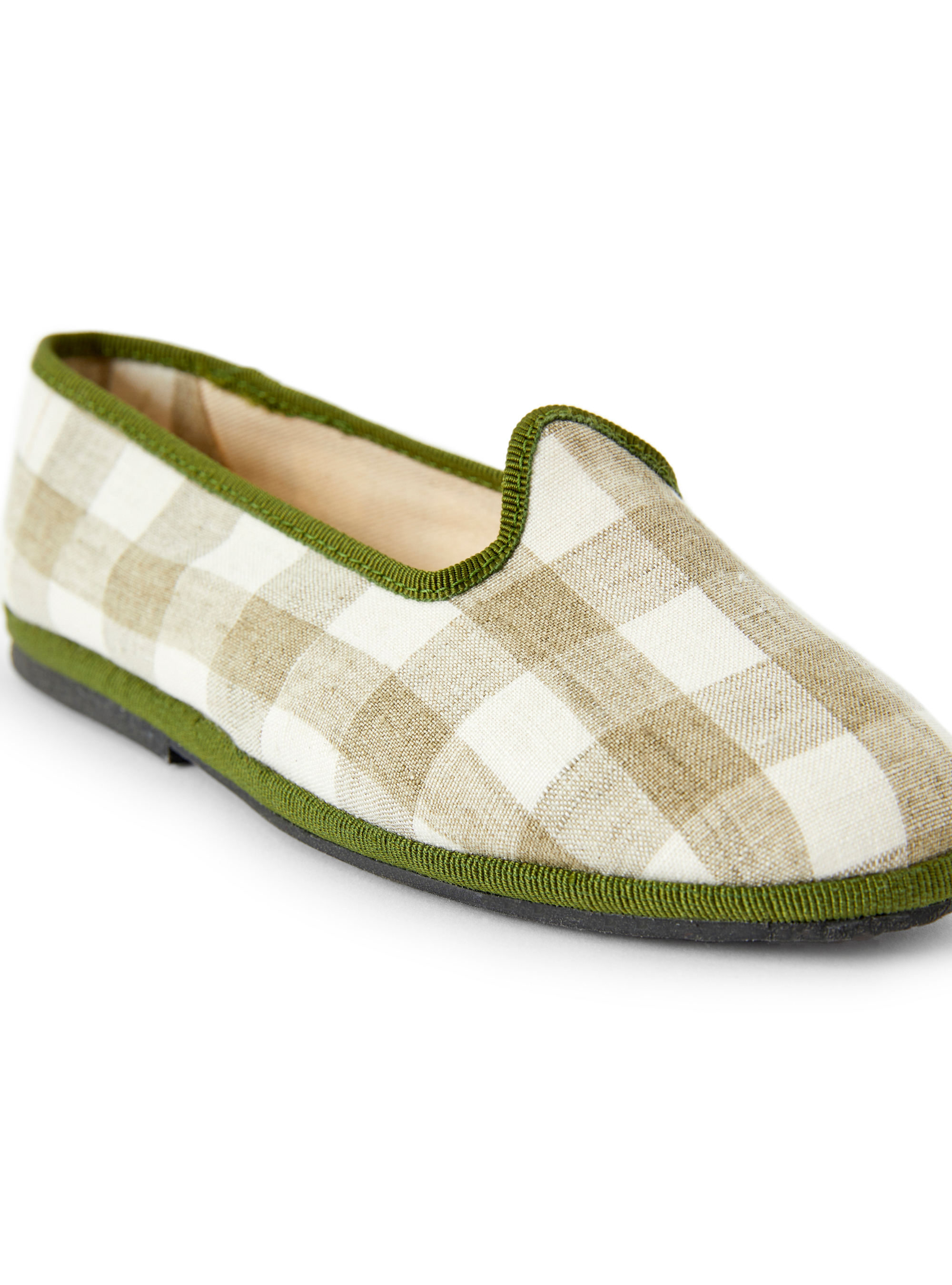 Green checked linen slippers - Green | Il Gufo