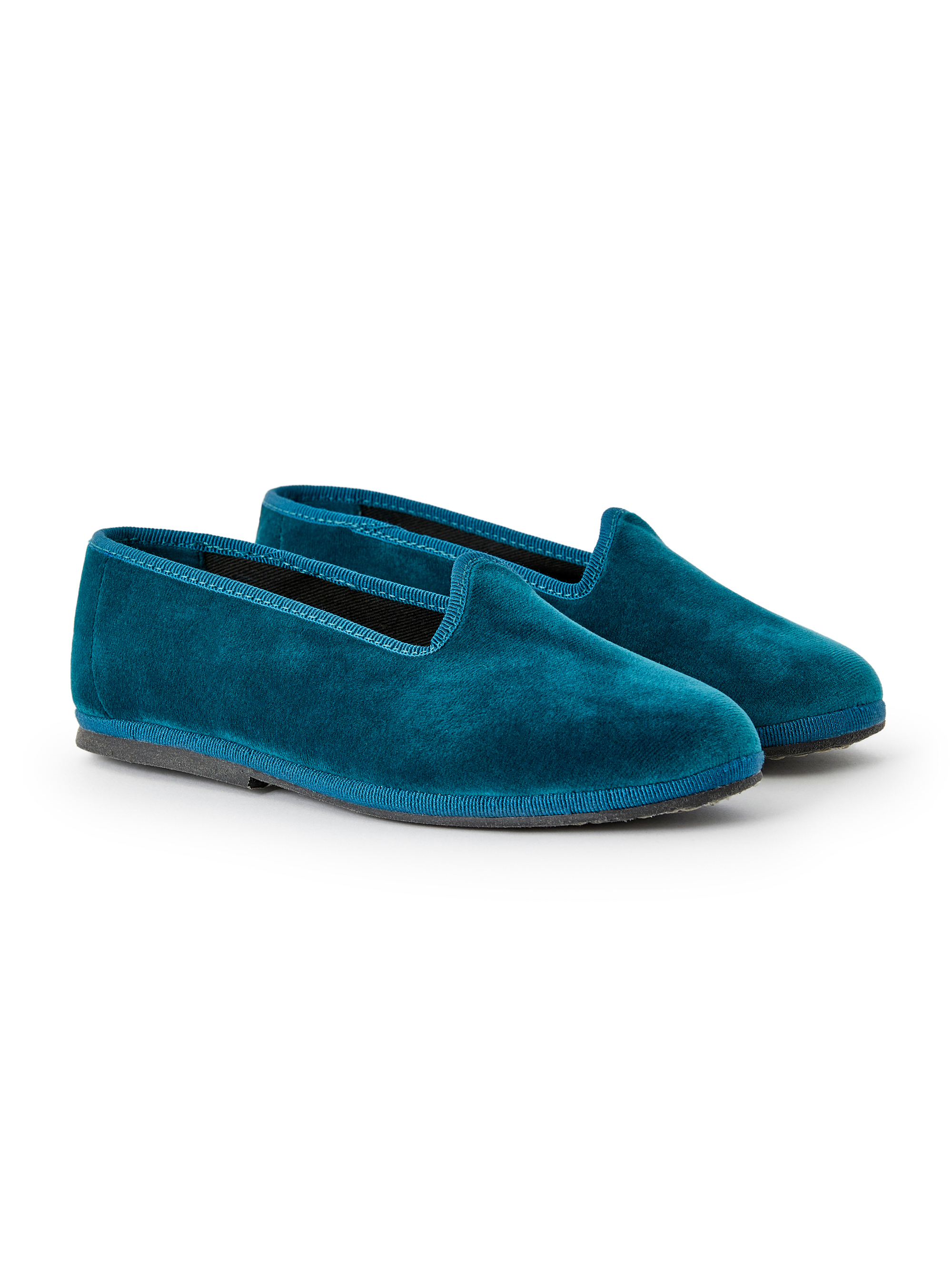 Teal velvet slippers - Green | Il Gufo