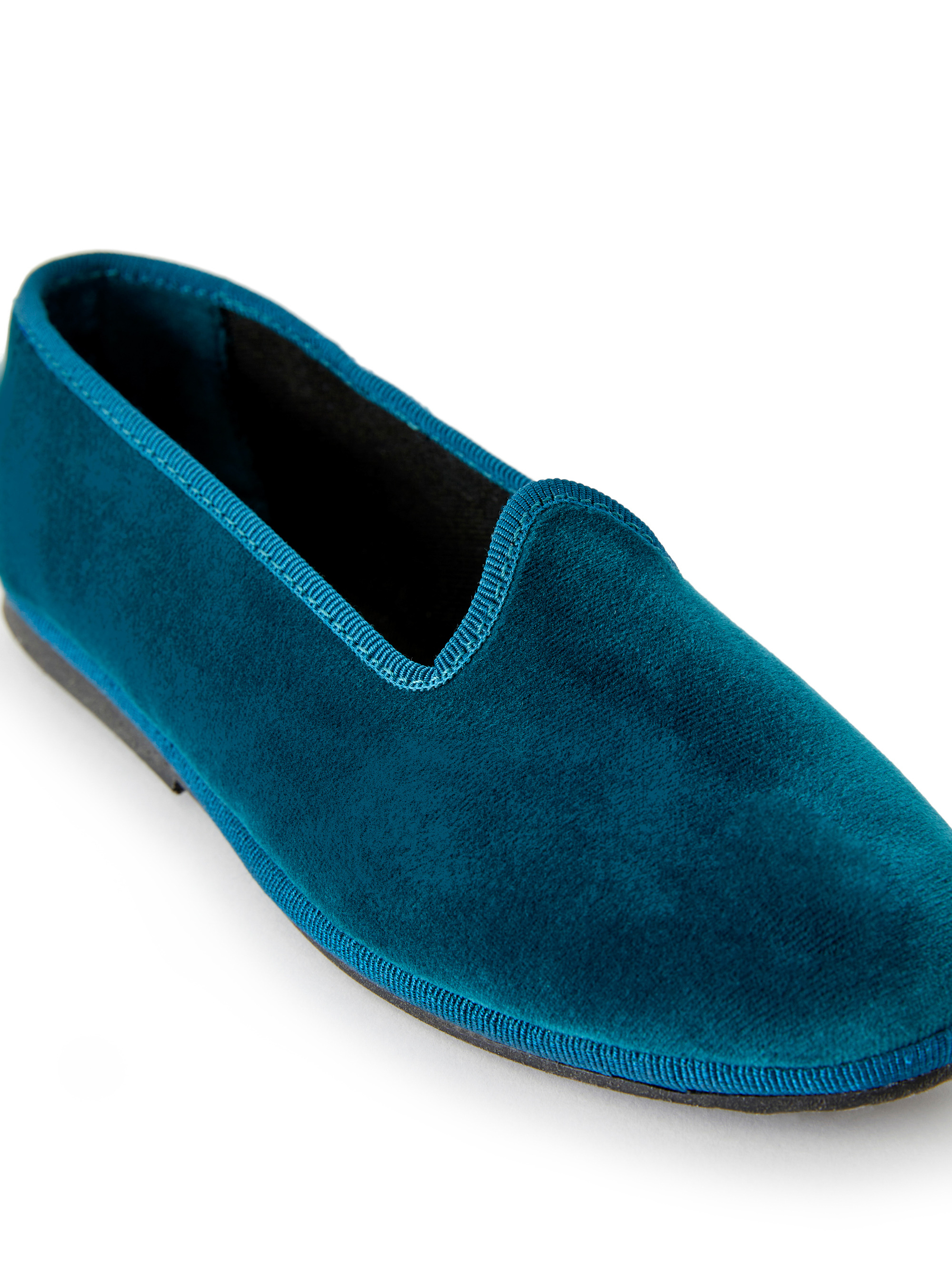 Teal velvet slippers - Green | Il Gufo