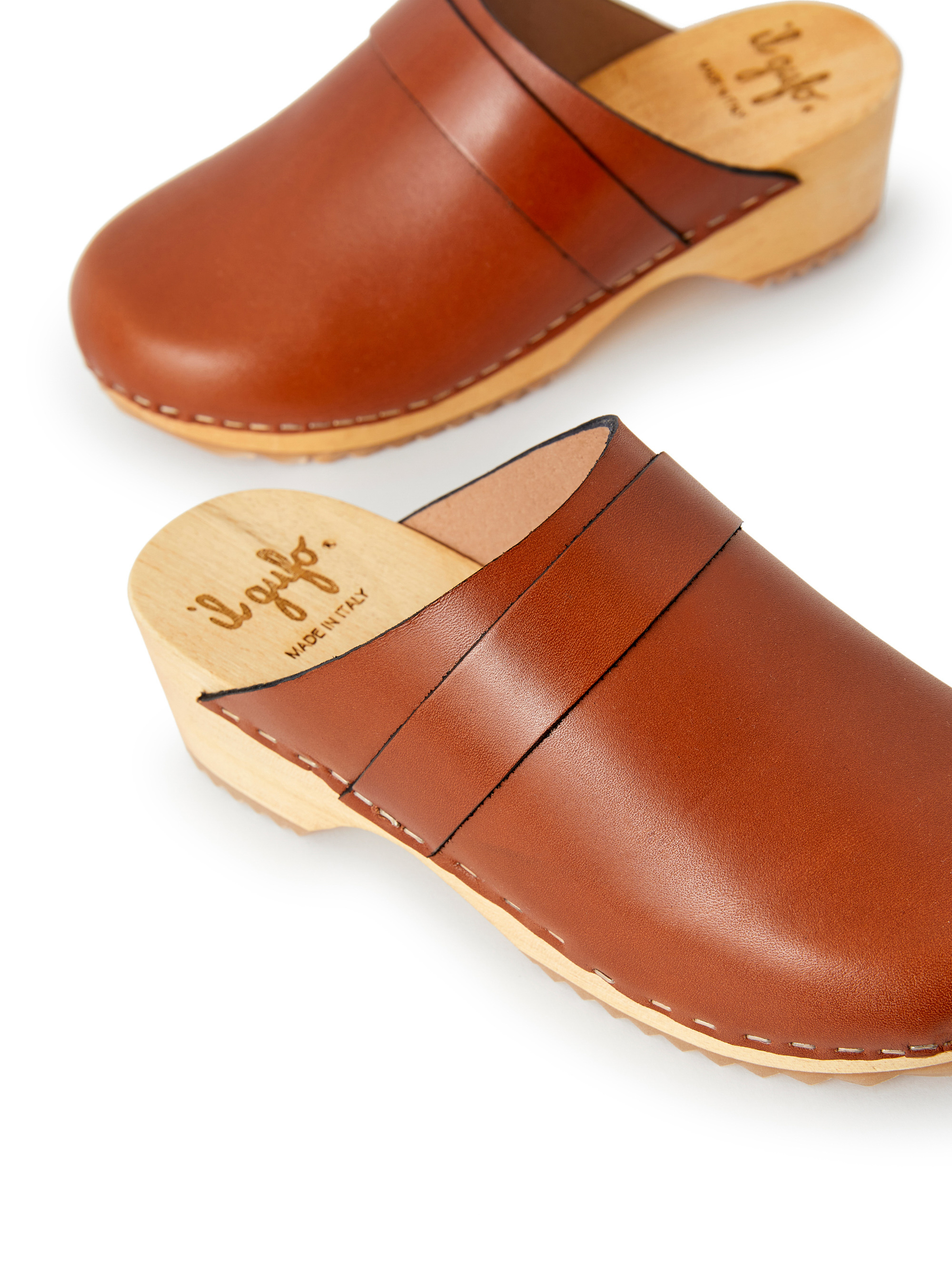 Brown leather clogs - Brown | Il Gufo