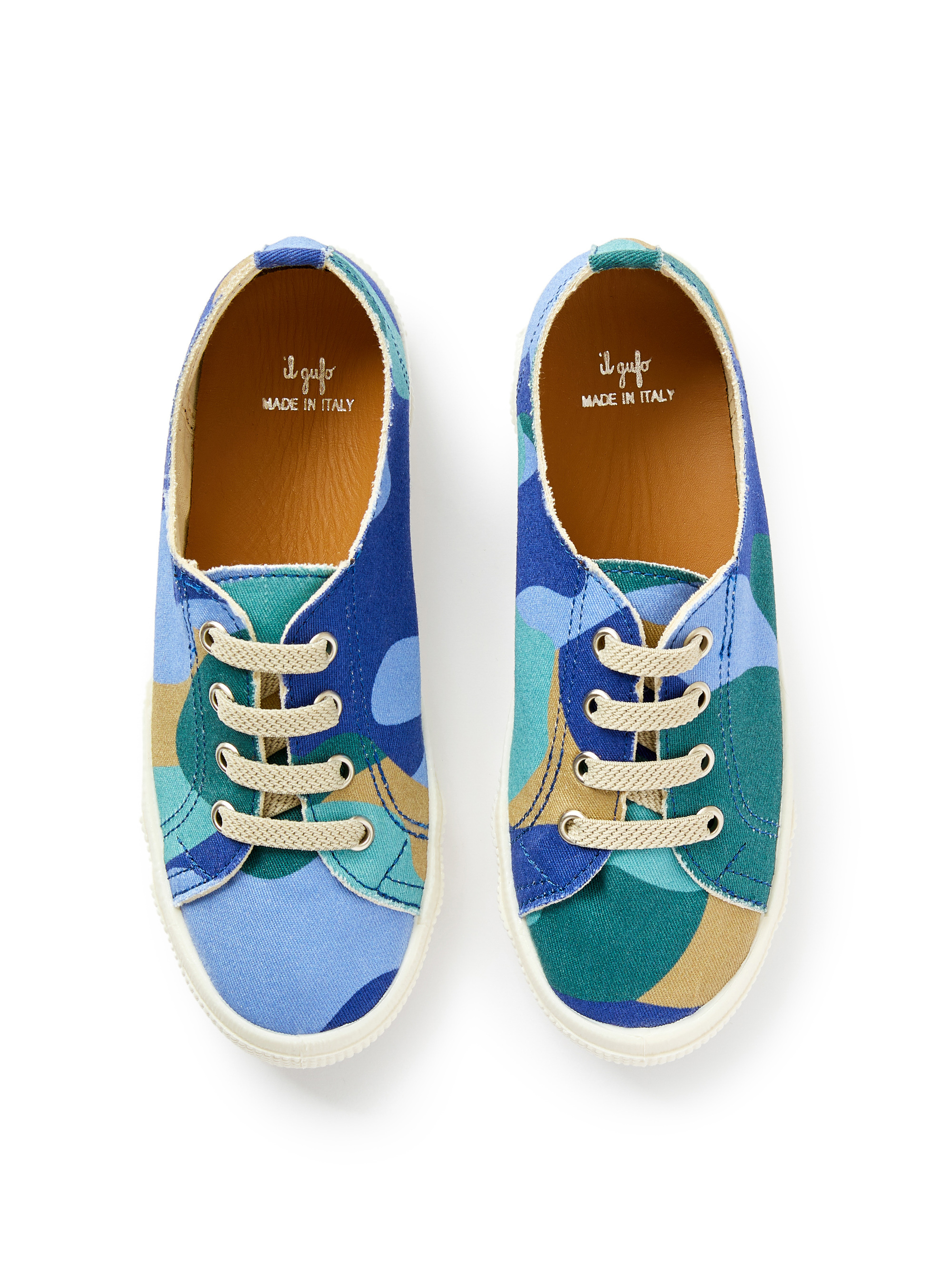 Sneakers en toile avec imprimé camouflage - Bleu | Il Gufo