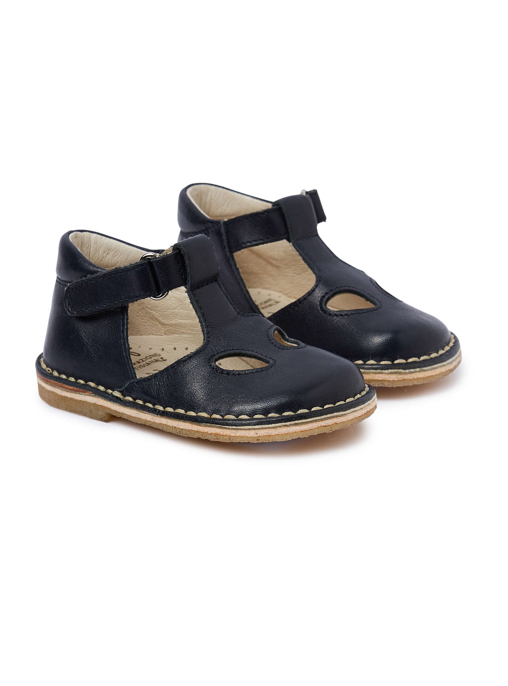 Blue leather sandals with 2 holes - Blue | Il Gufo