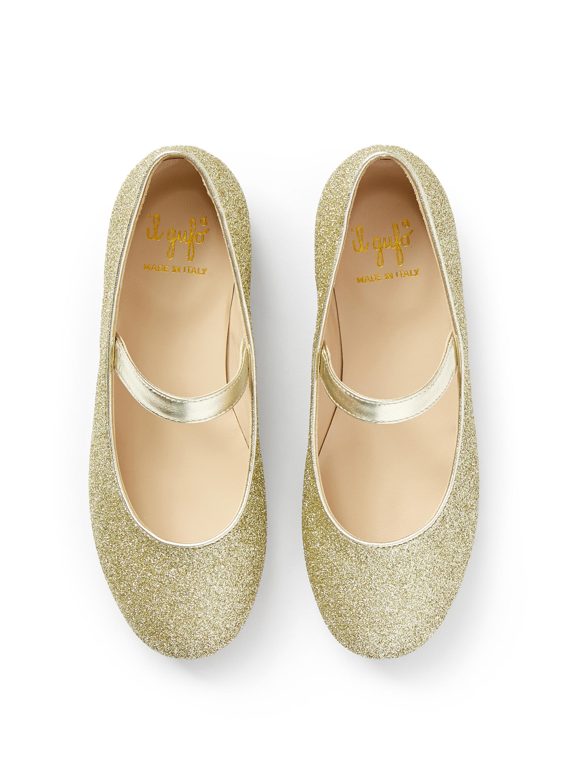 Flat shoes with gold glitter - Yellow | Il Gufo