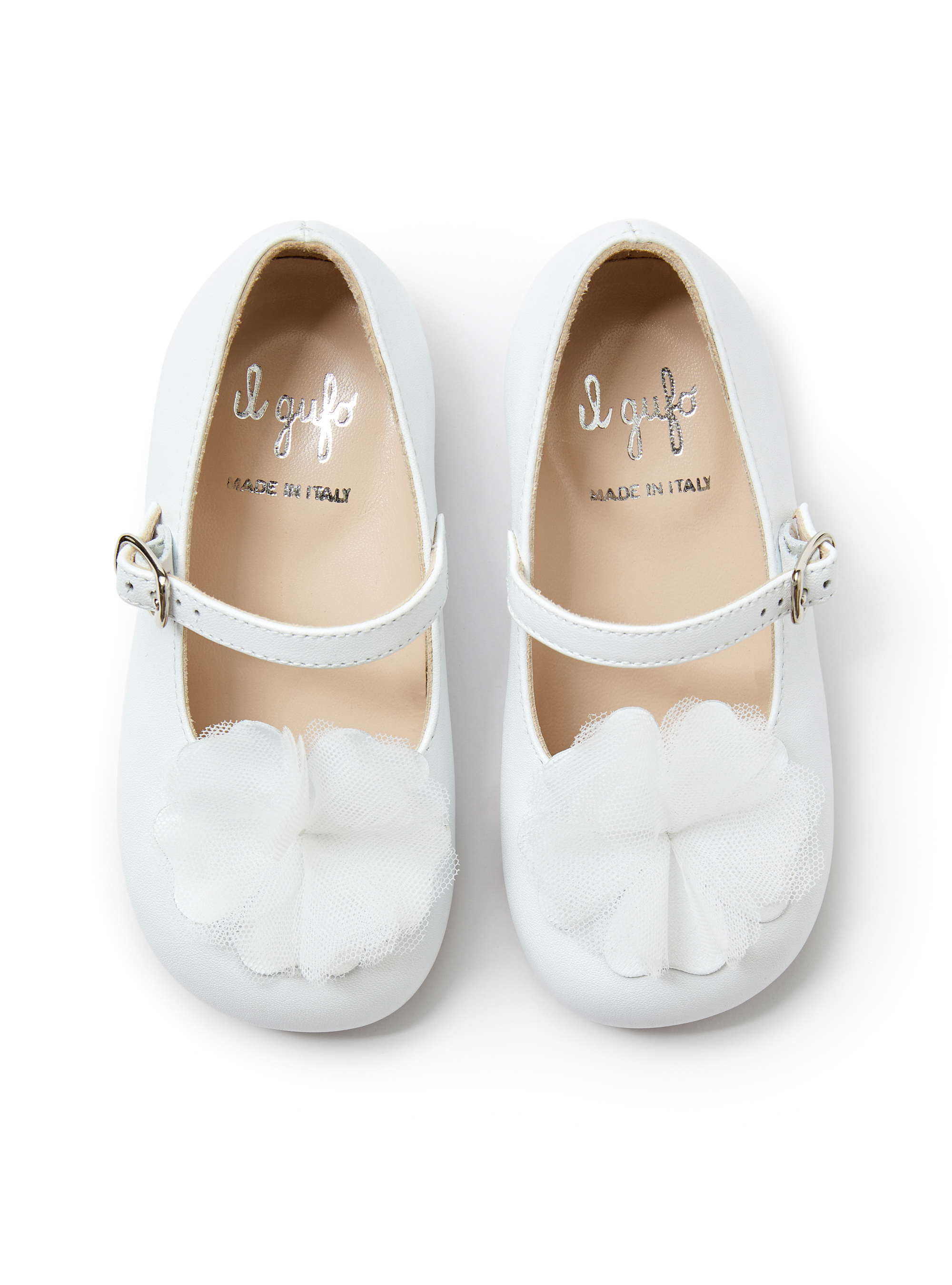 White flat shoes with tulle - White | Il Gufo