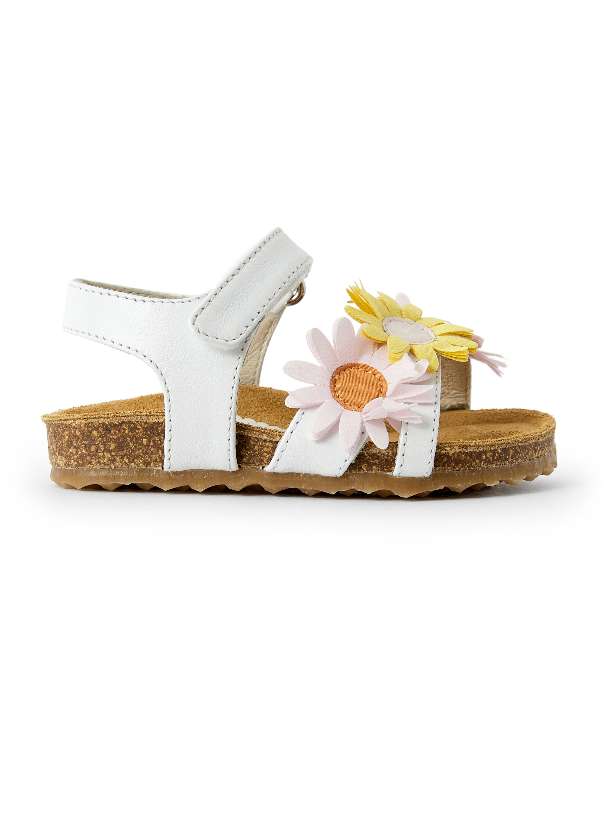 Leather sandals with flowers - White | Il Gufo