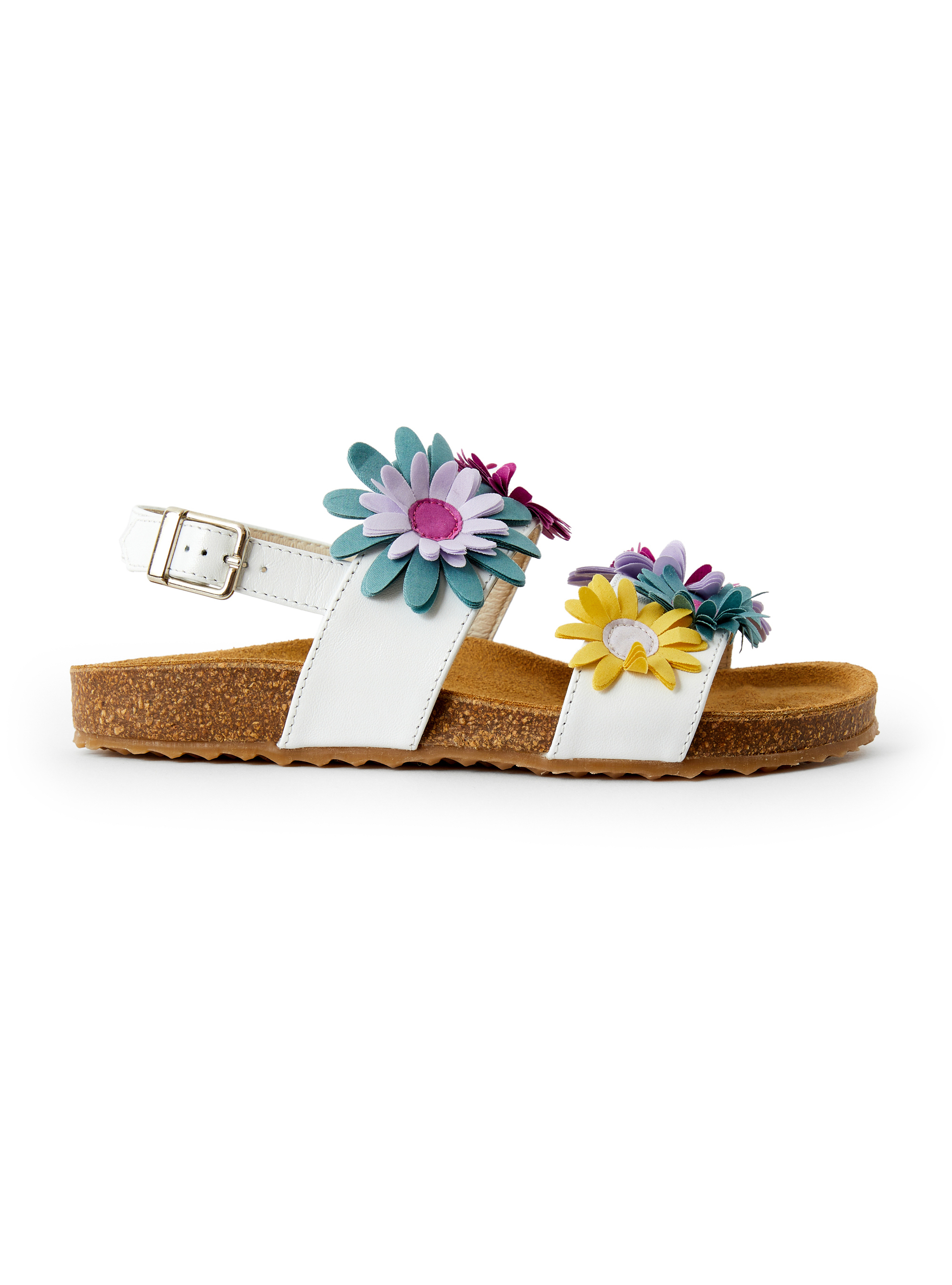 Sandalo bianco con fiori multicolor - Bianco | Il Gufo