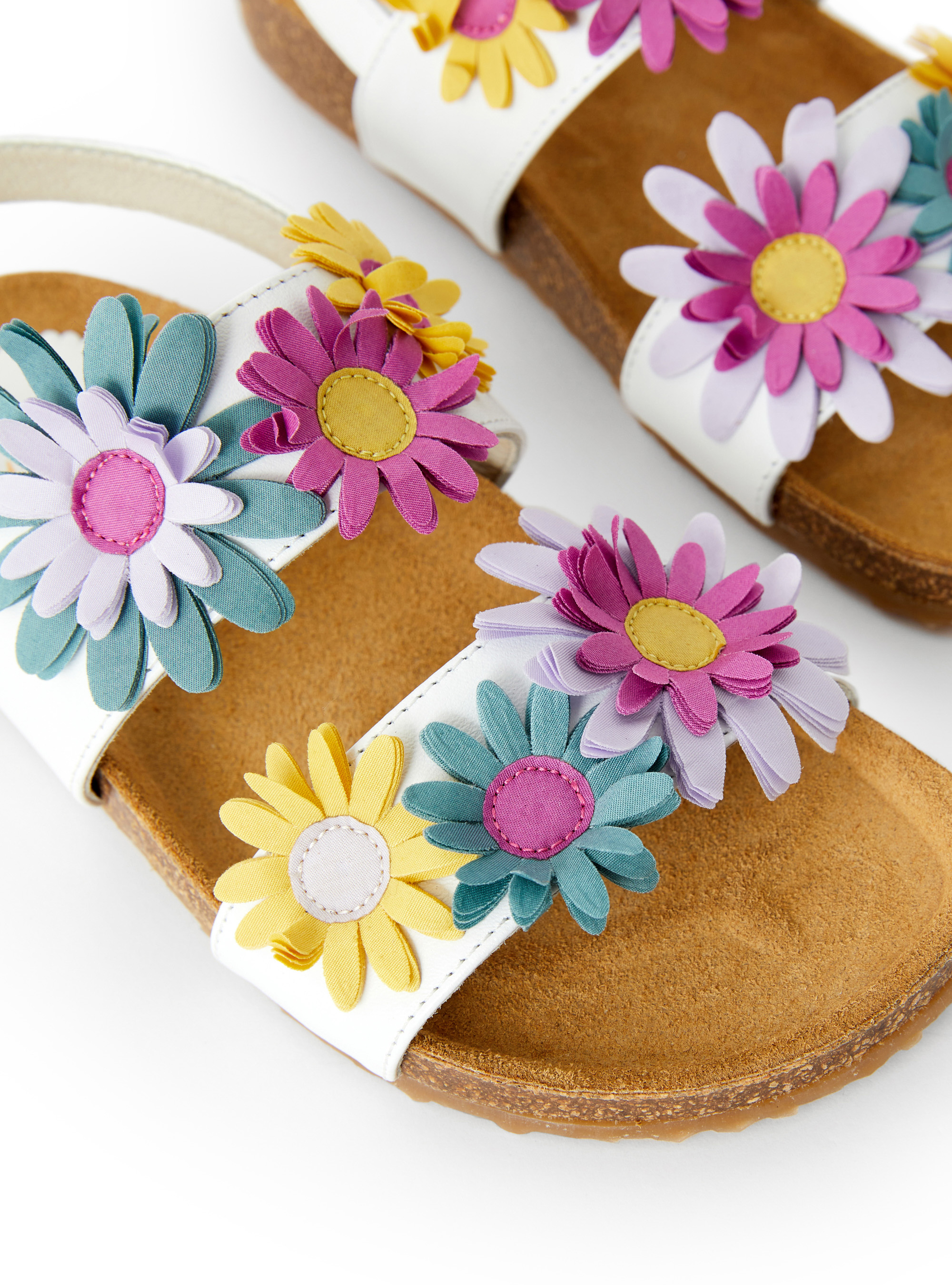 White sandals with multicolour flowers - White | Il Gufo