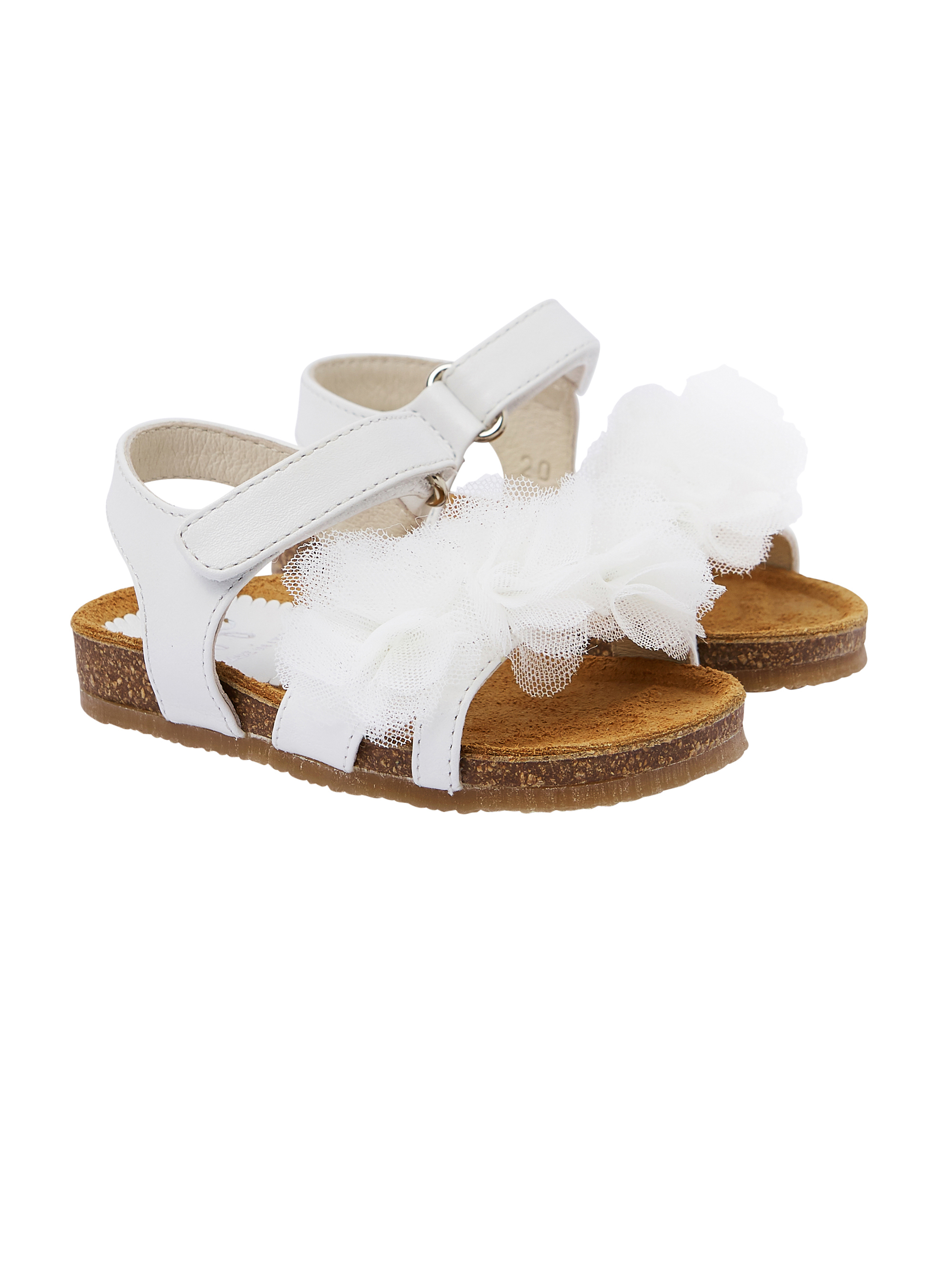 Sandal with tulle flowers - White | Il Gufo