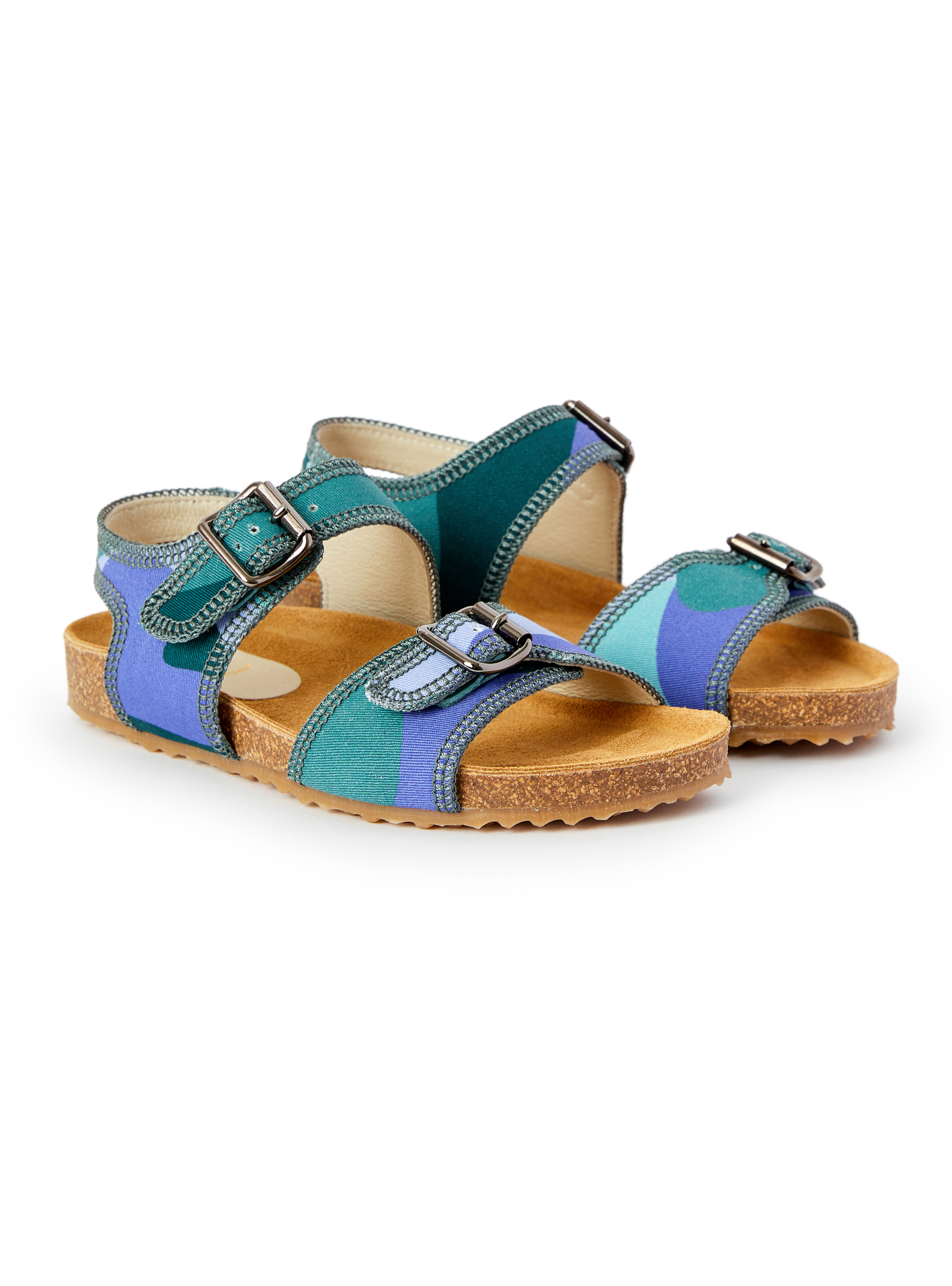 Tarnfarbene Sandale mit Schnallen - Blau | Il Gufo