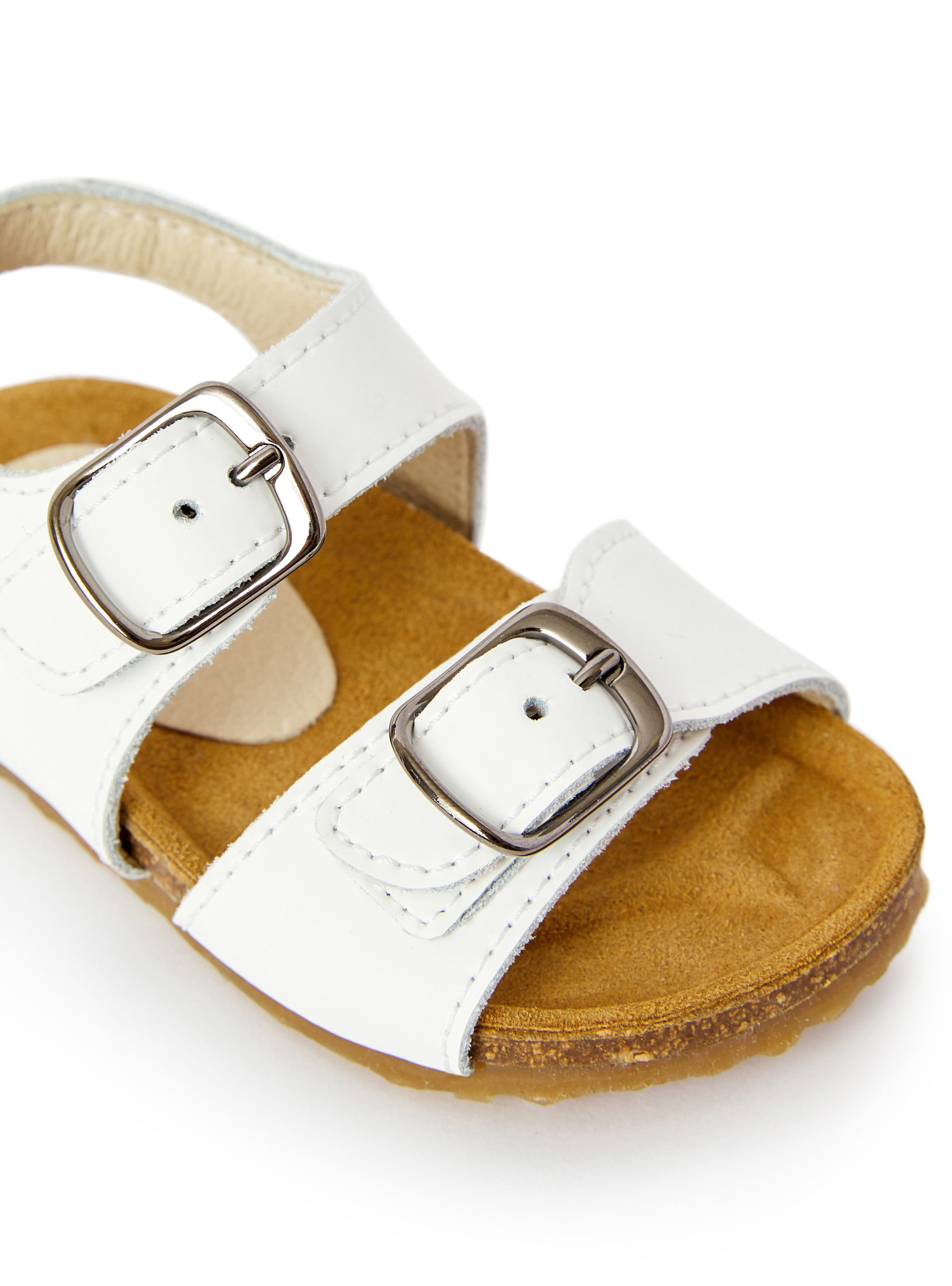 Sandale en cuir blanche avec boucles - Blanc | Il Gufo