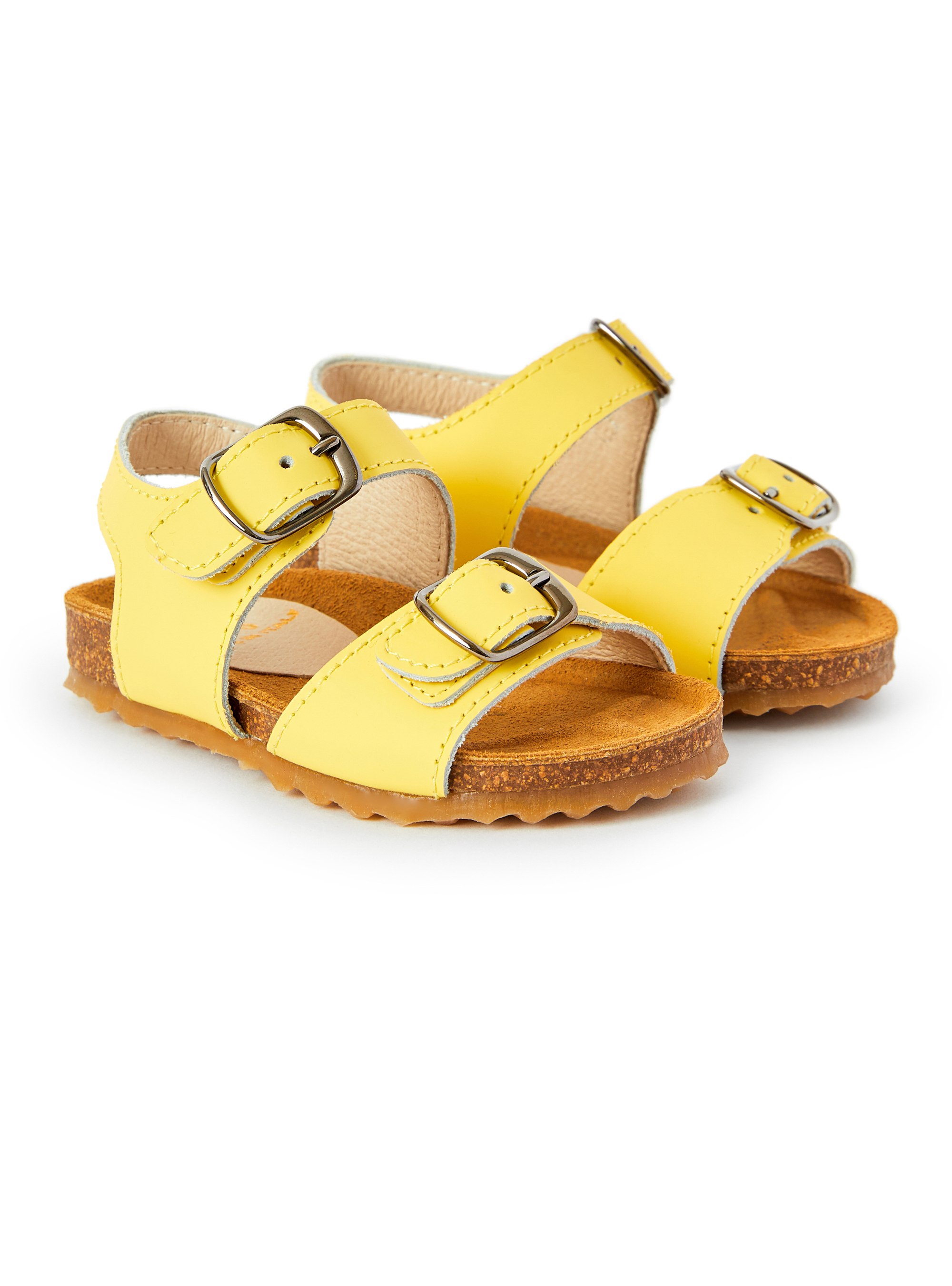 Yellow leather sandal with buckles - Yellow | Il Gufo
