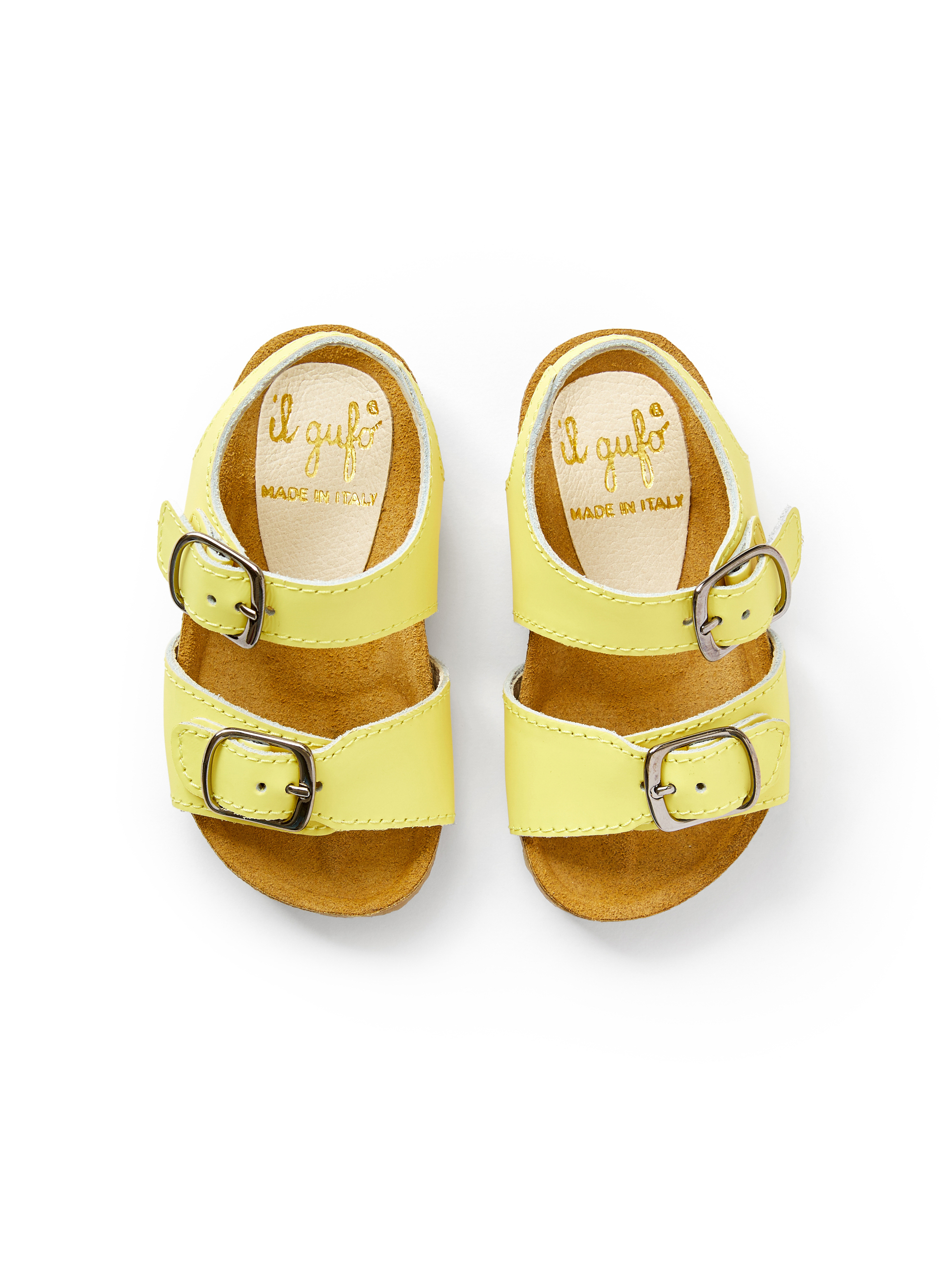 Yellow leather sandal with buckles - Yellow | Il Gufo