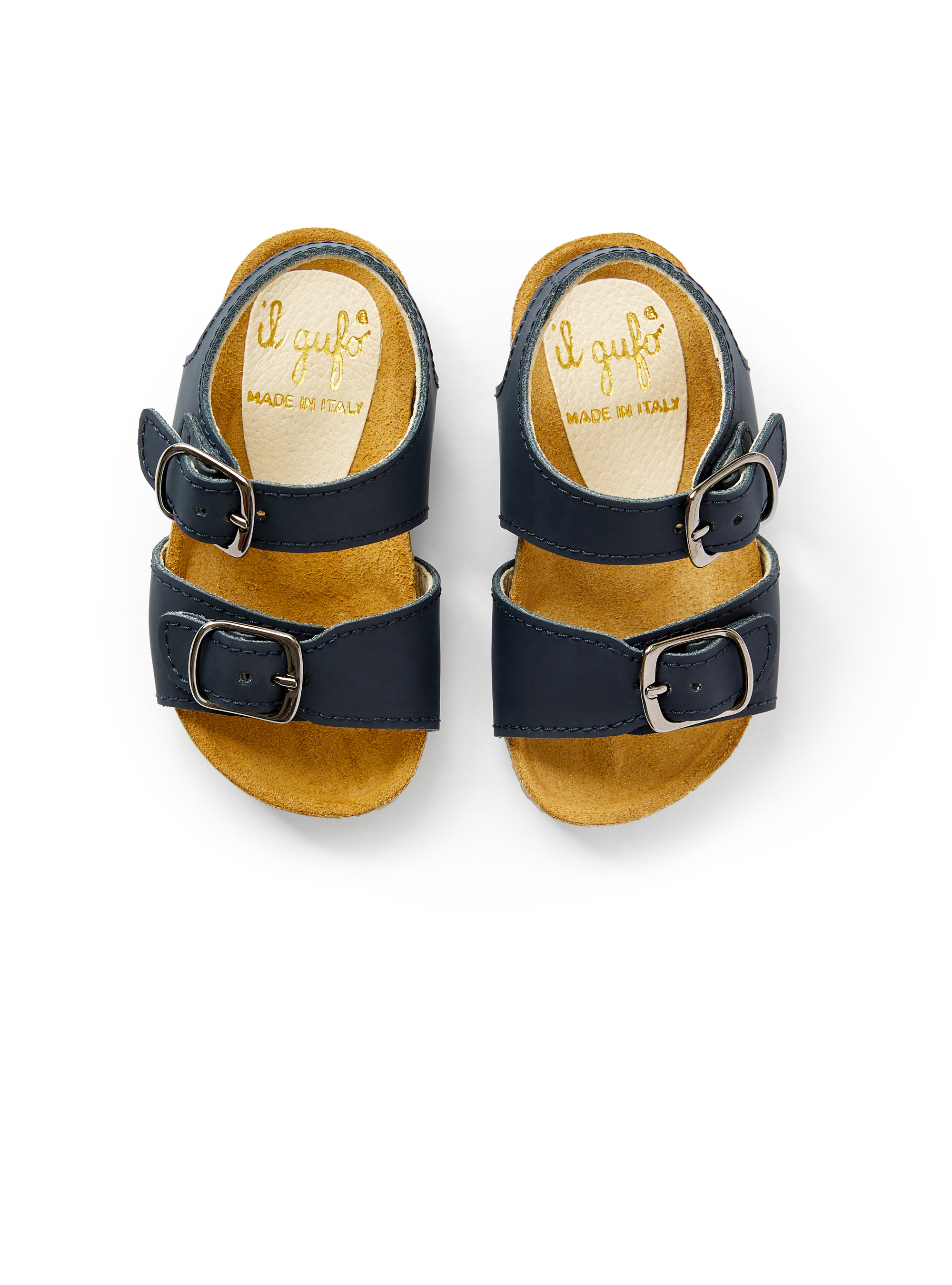 Blue leather sandal with buckles - Blue | Il Gufo