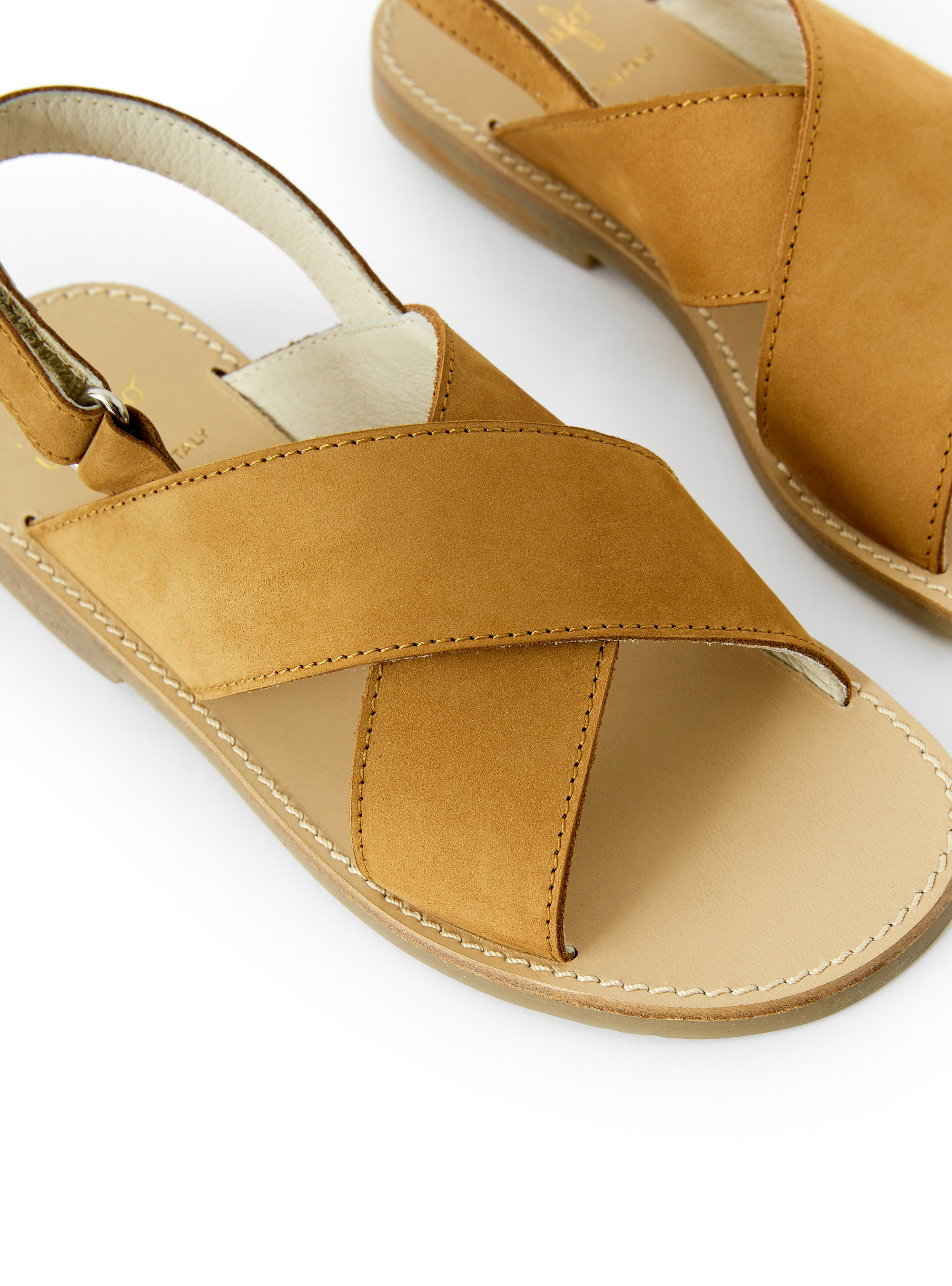 Beige sandal with crossed bands - Brown | Il Gufo