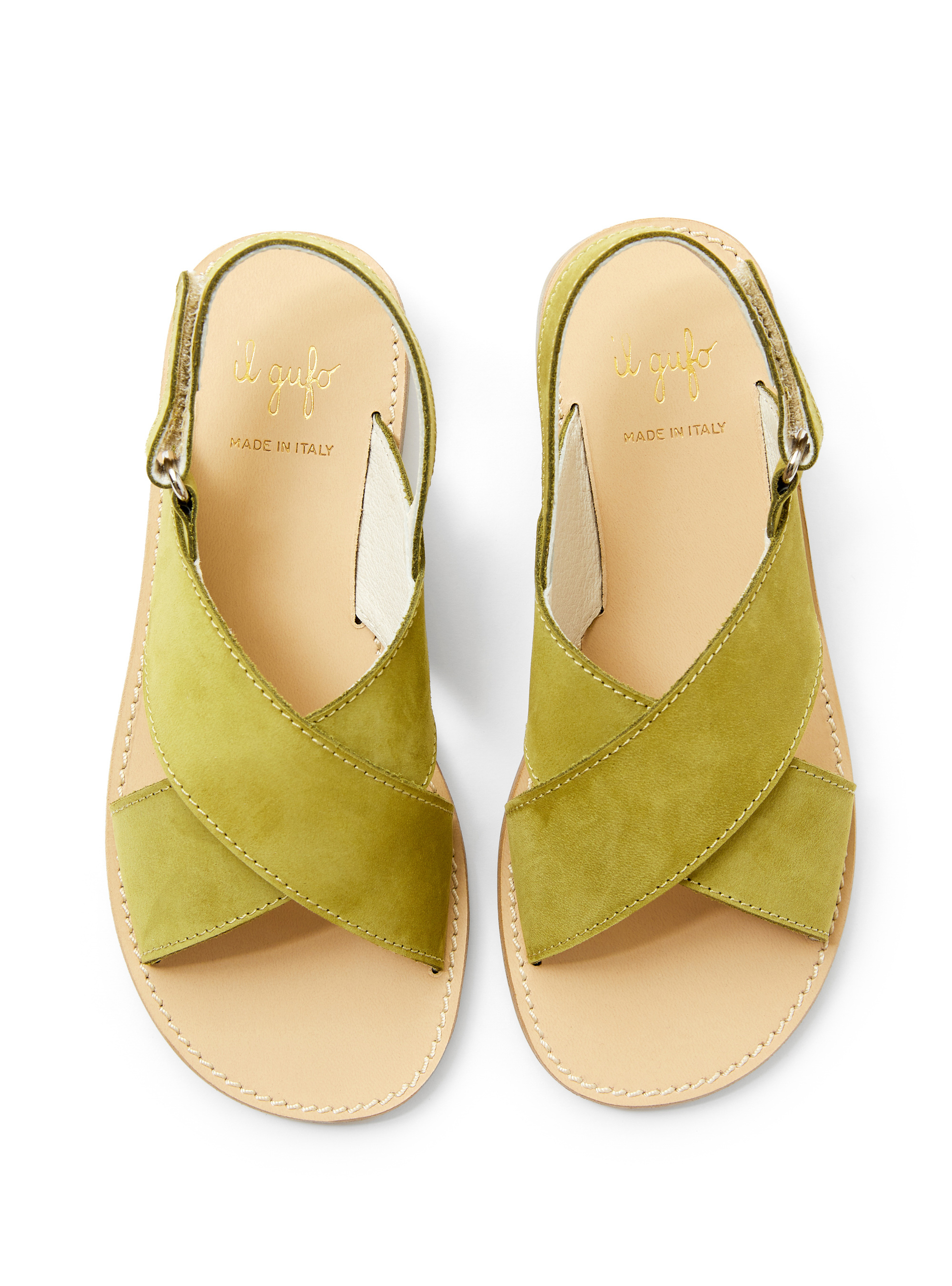 Green sandal with crossed bands - Green | Il Gufo
