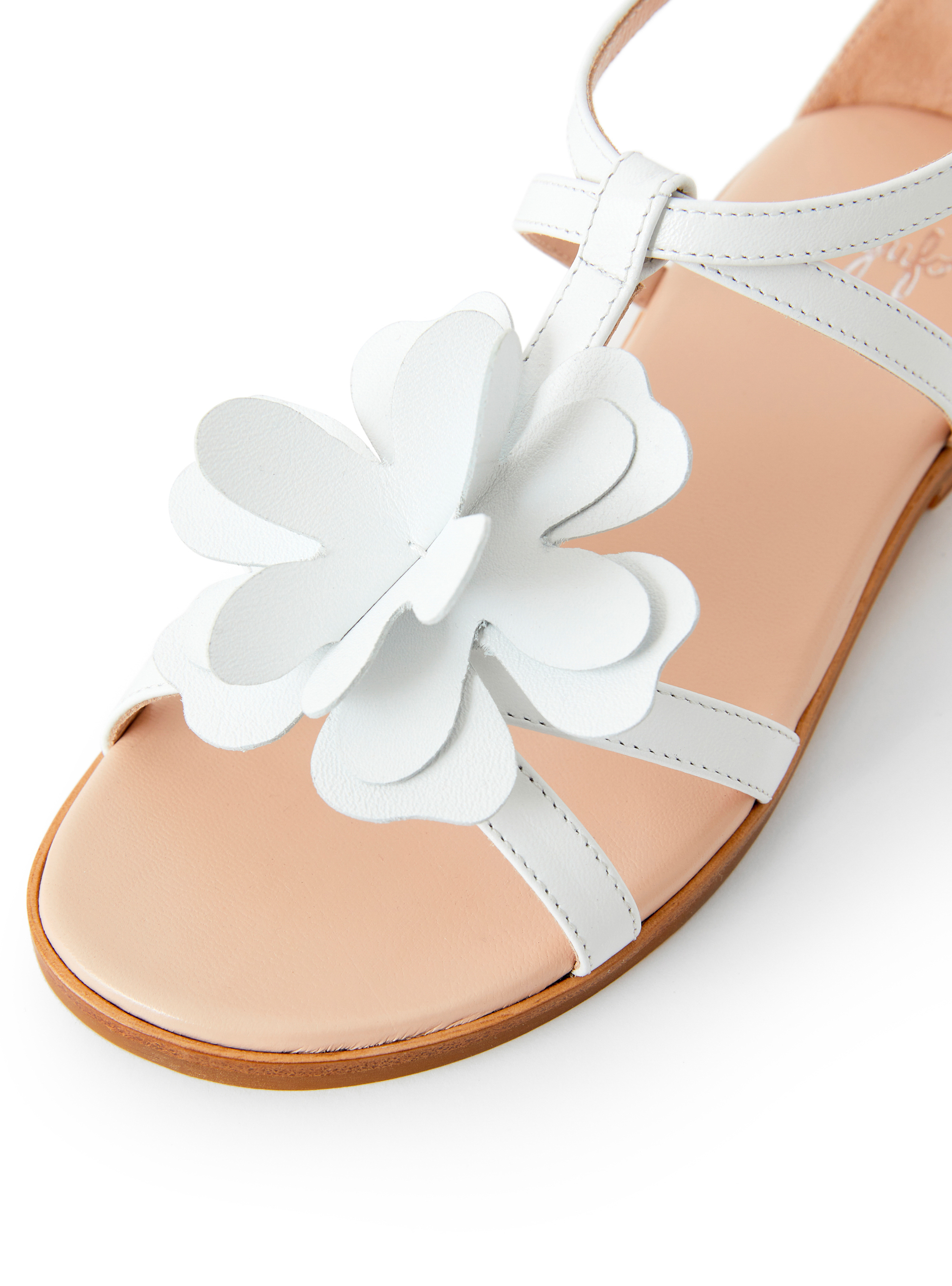 White leather sandals with flower - White | Il Gufo