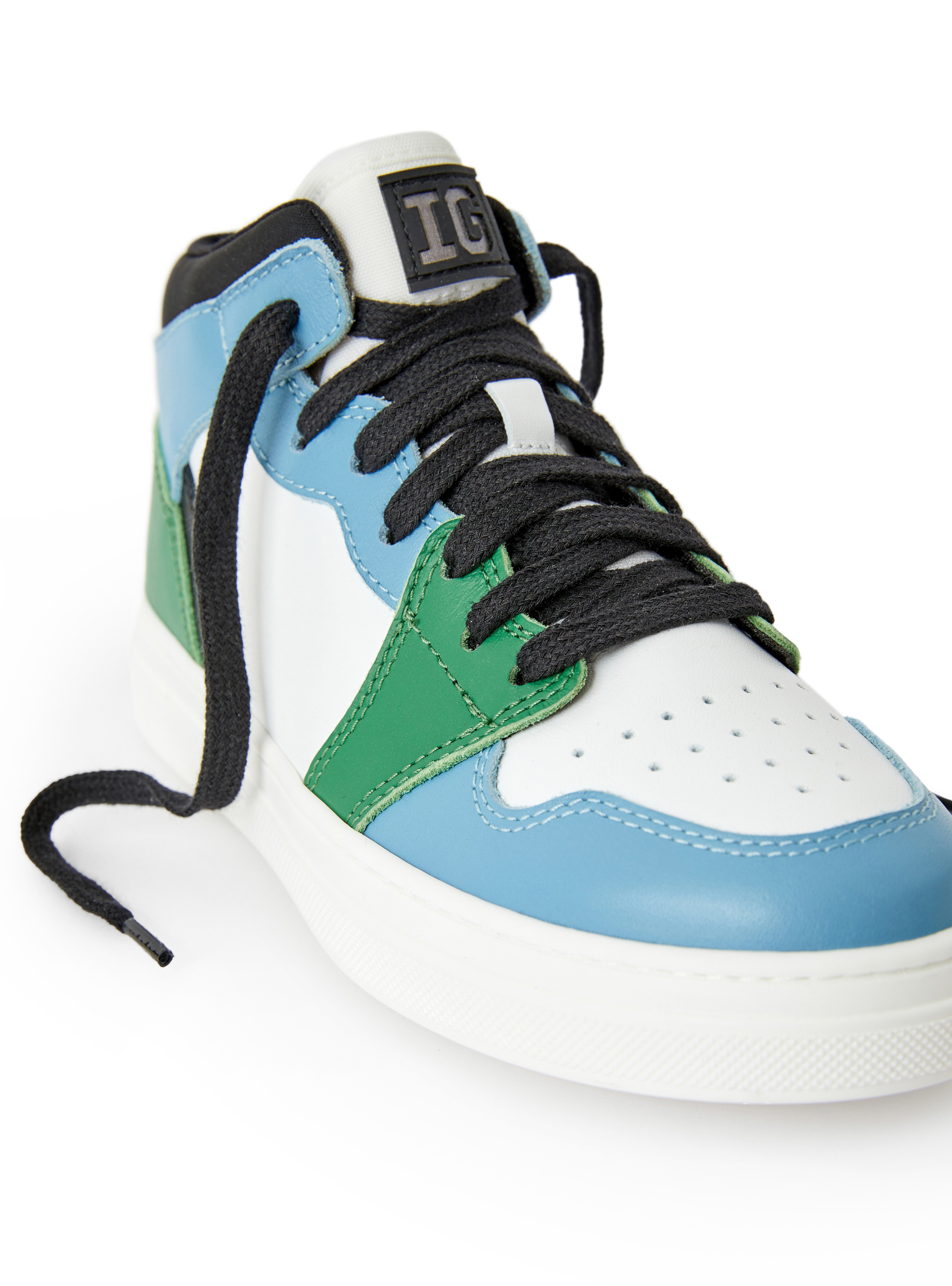 Multicolour leather high sneakers - White | Il Gufo
