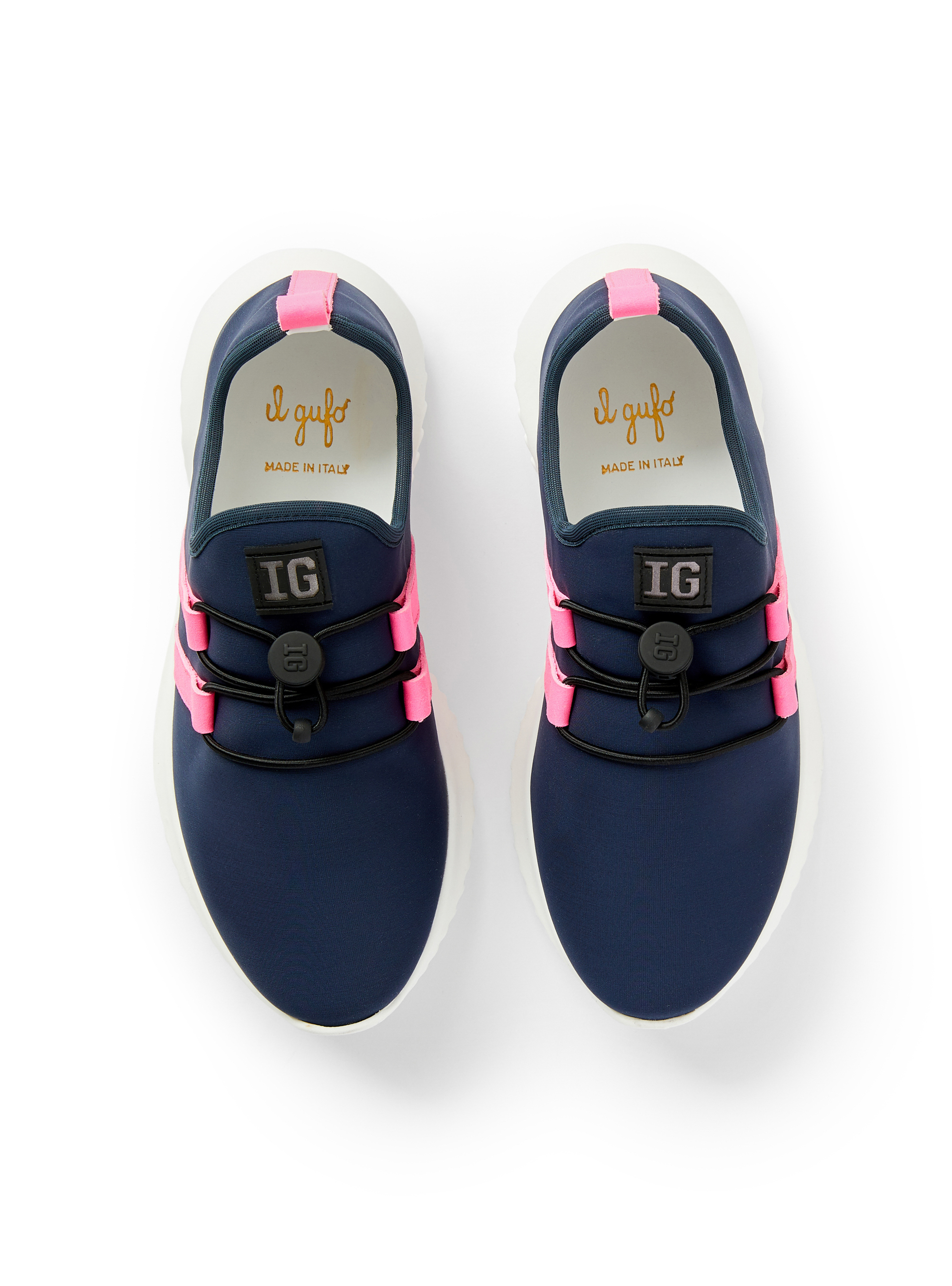 Neoprene sneakers with fuchsia inserts - Blue | Il Gufo