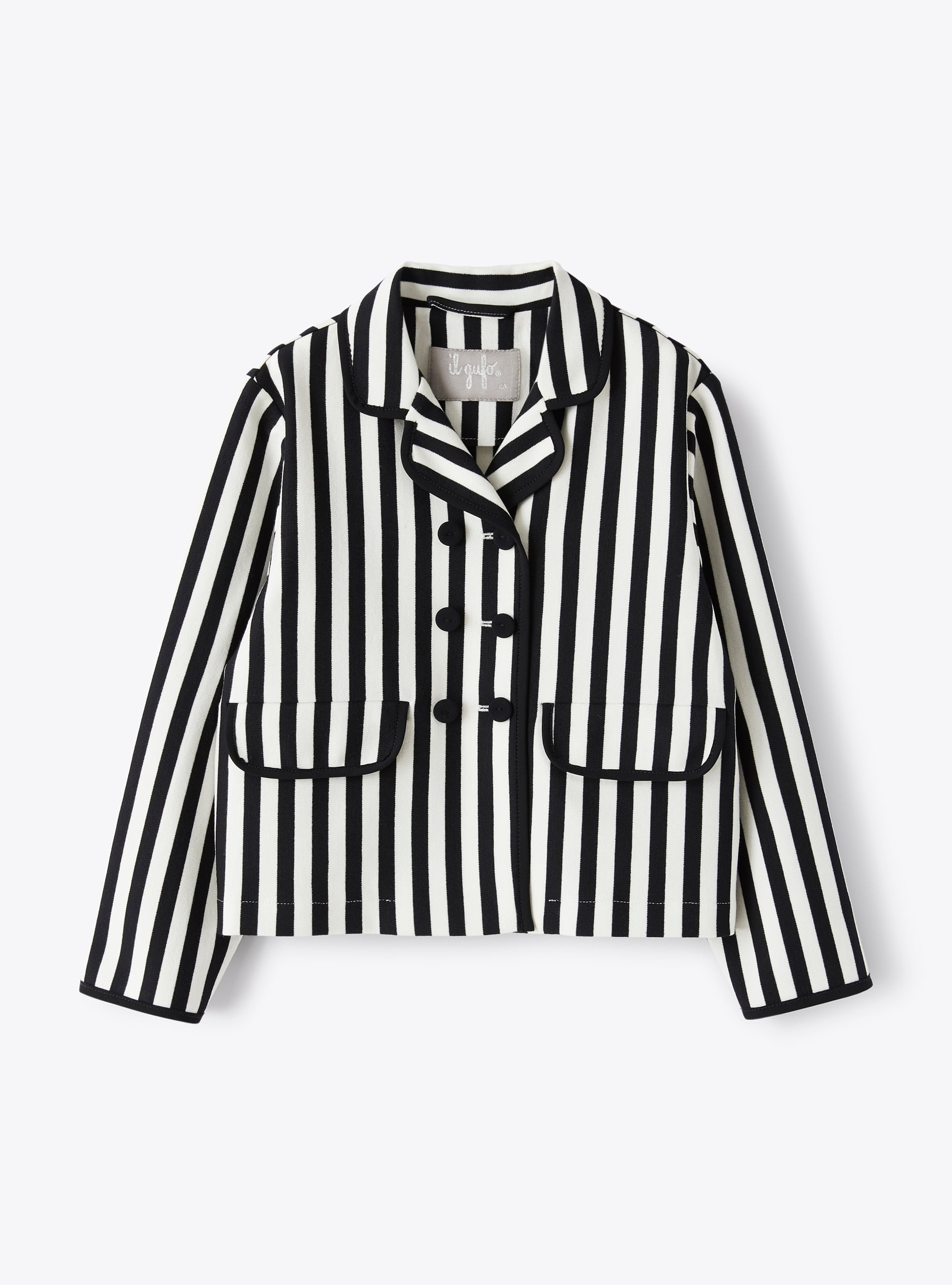 Double-breasted jacket in romanite jersey - Black | Il Gufo