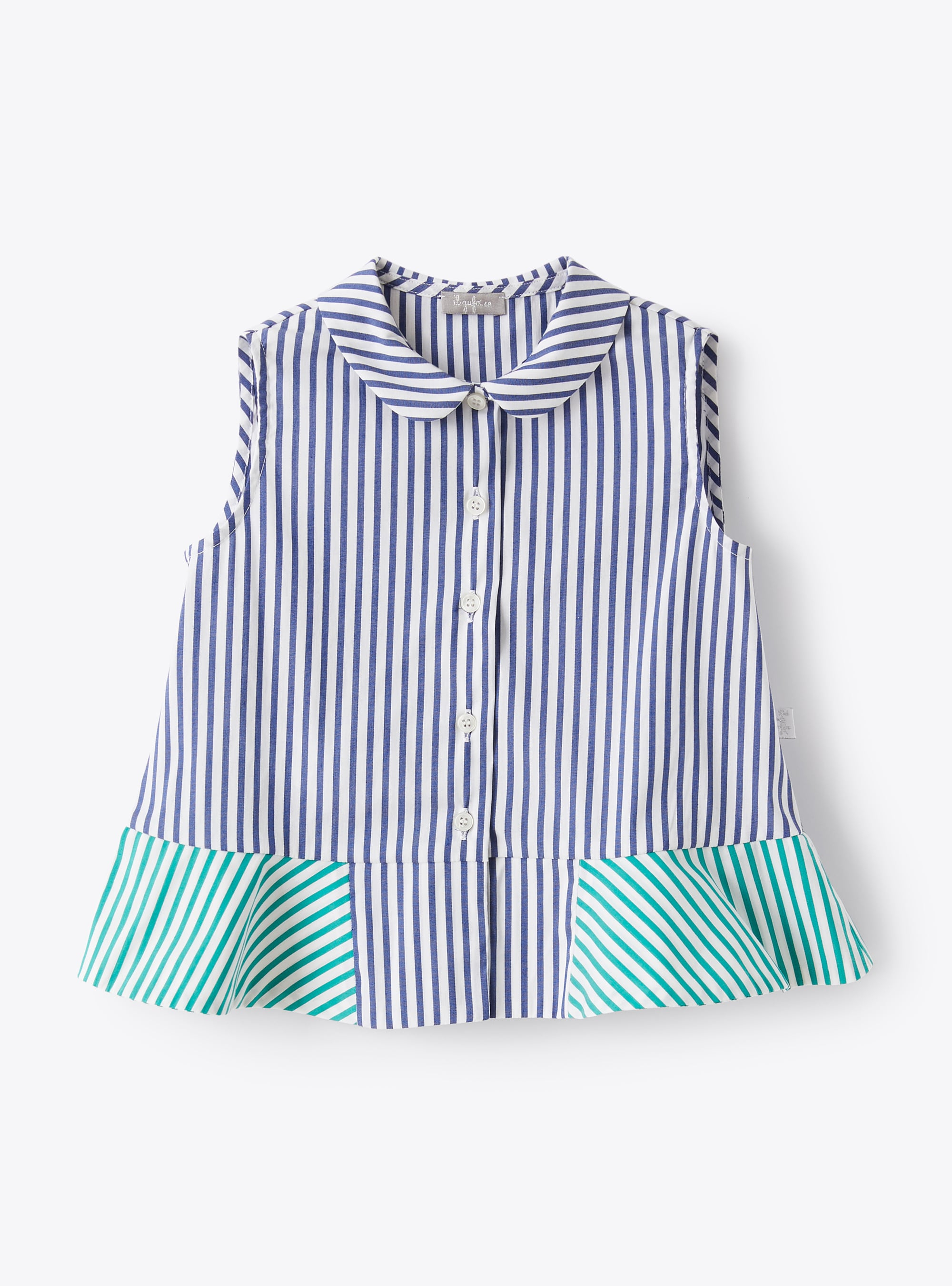Sleeveless shirt in two-tone stripes - Blue | Il Gufo