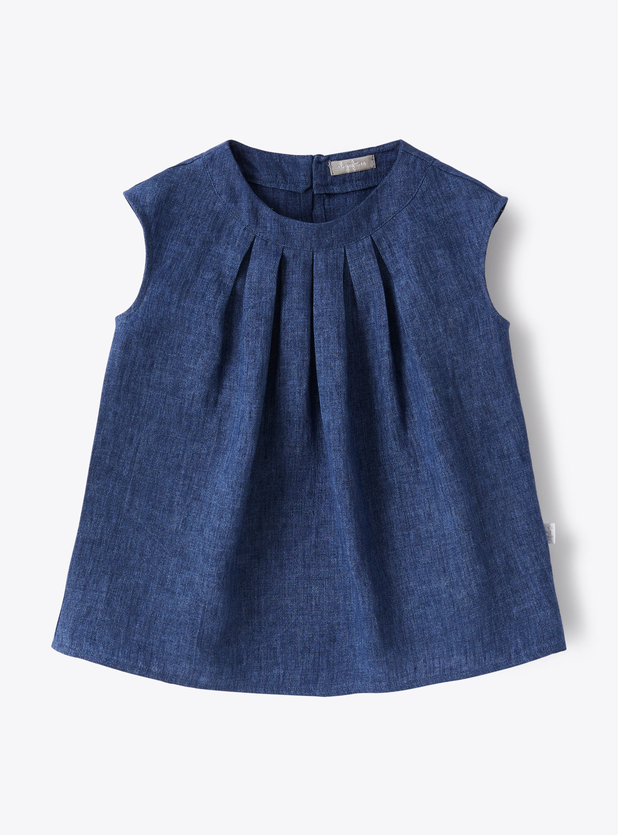 Sleeveless linen shirt - Blue | Il Gufo