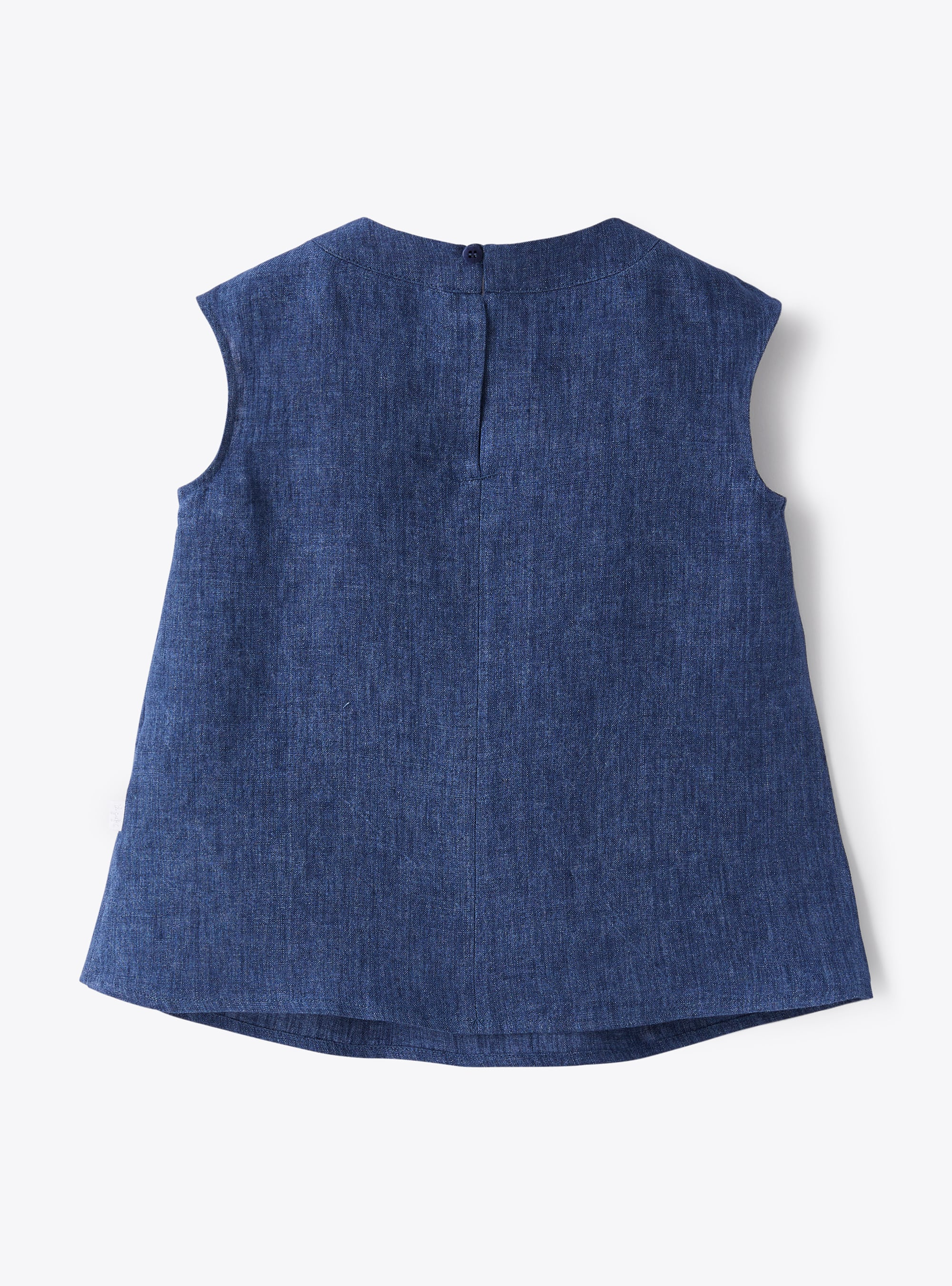 Sleeveless linen shirt - Blue | Il Gufo