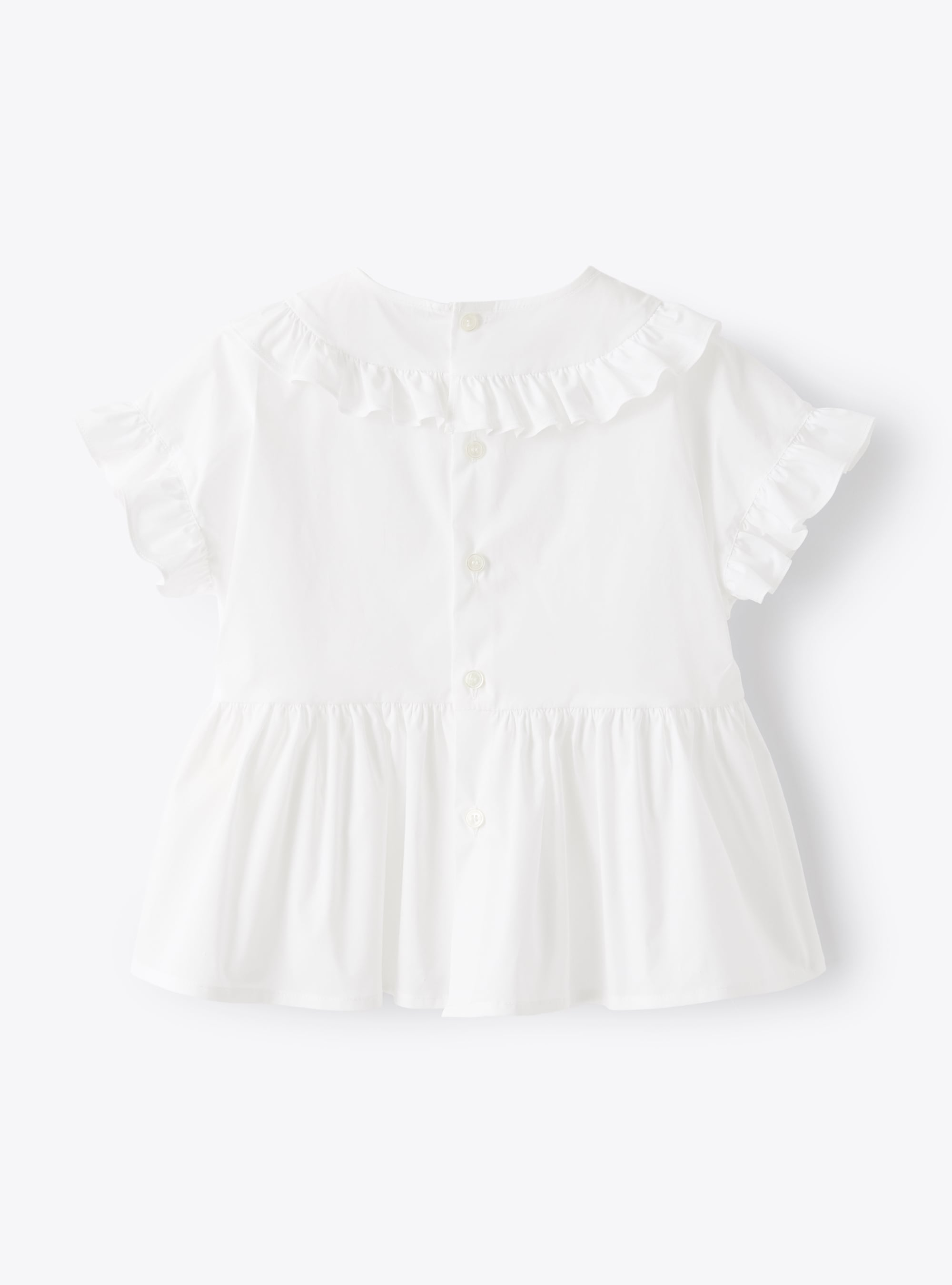 White poplin shirt with ruffle detailing - White | Il Gufo