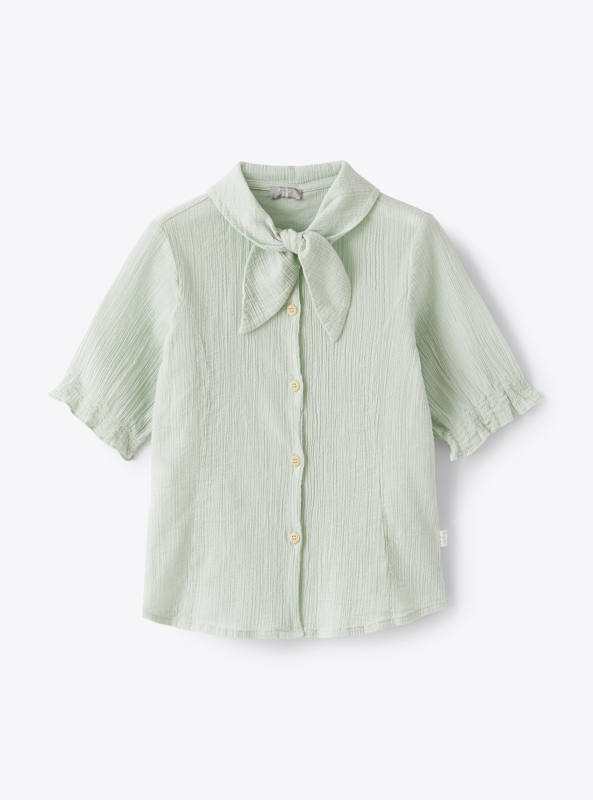 Shirt in green crépon canvas - Green | Il Gufo