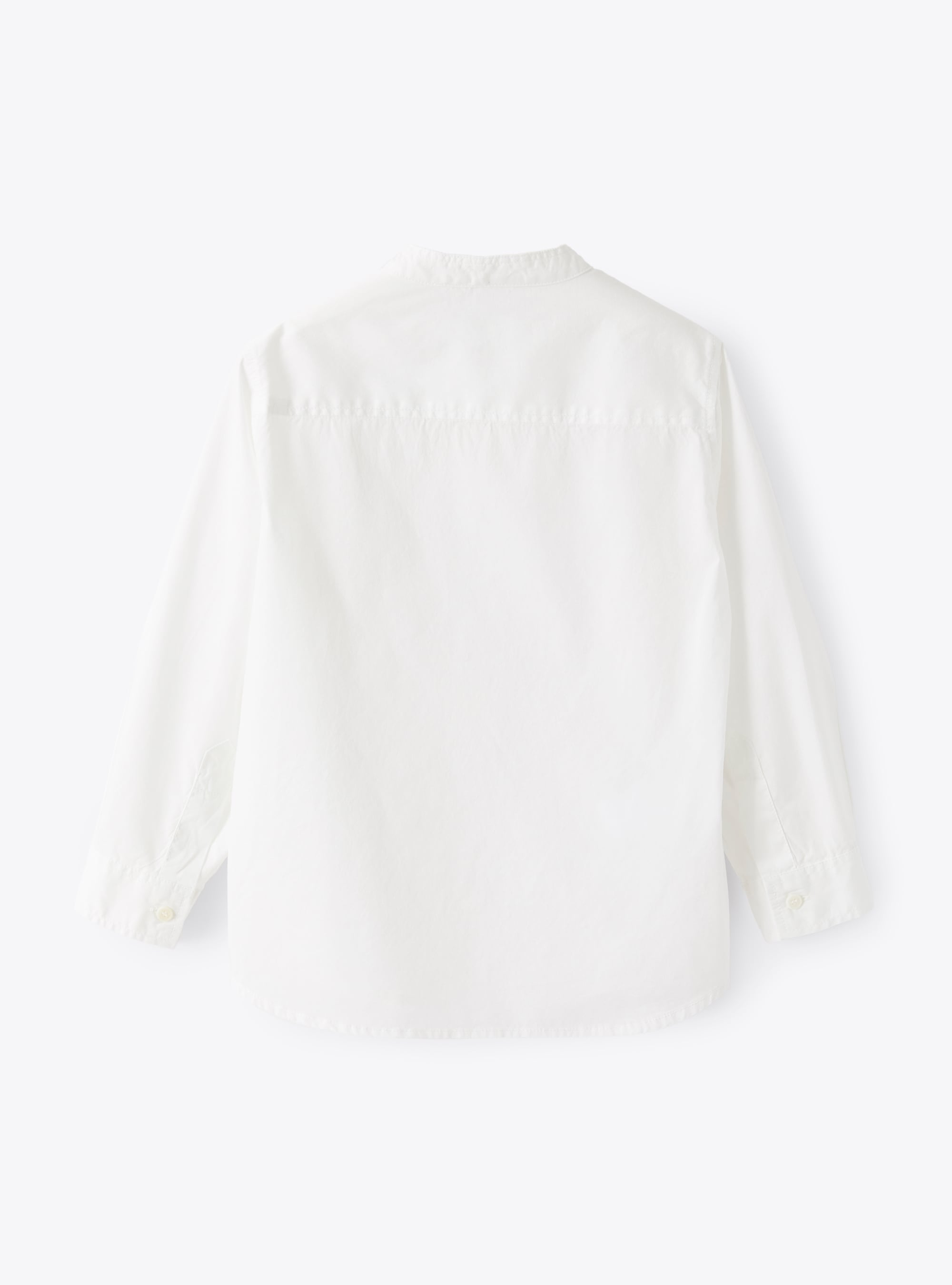 Mandarin-collar shirt in white poplin - White | Il Gufo