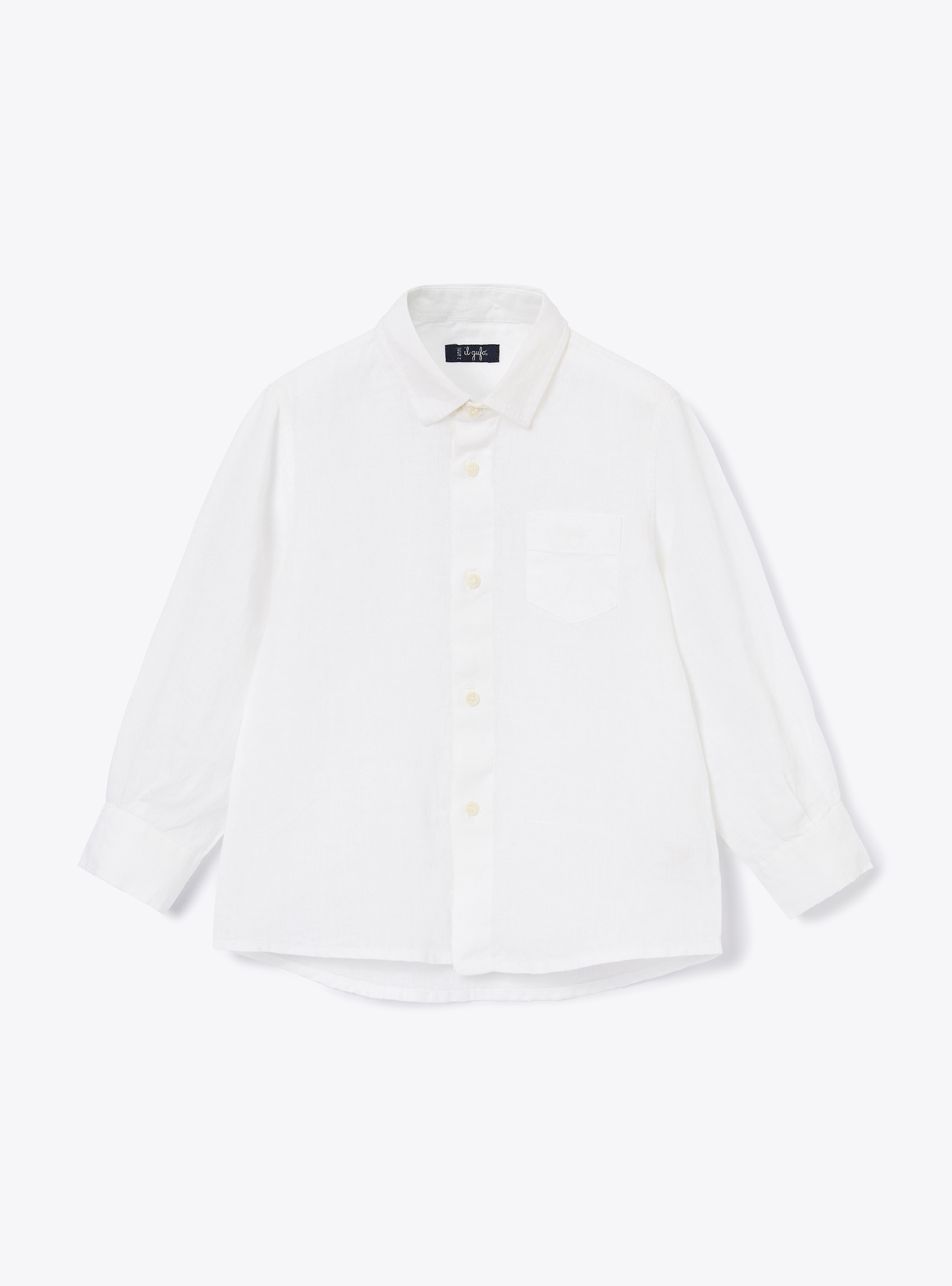 Regular-fit shirt in white linen - Shirts - Il Gufo