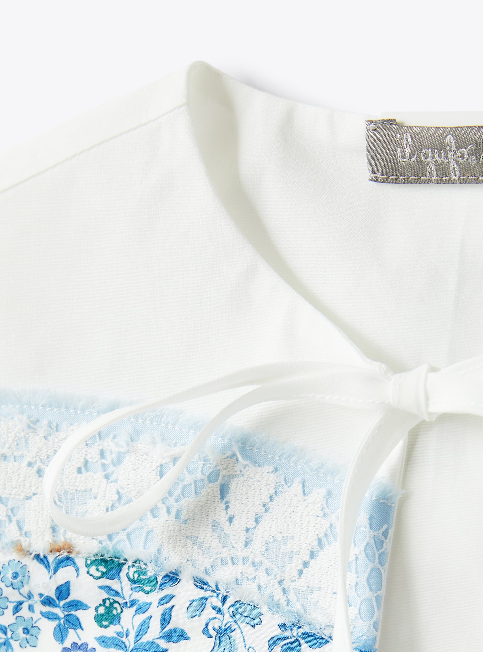 Detachable collar in embroidered poplin - White | Il Gufo