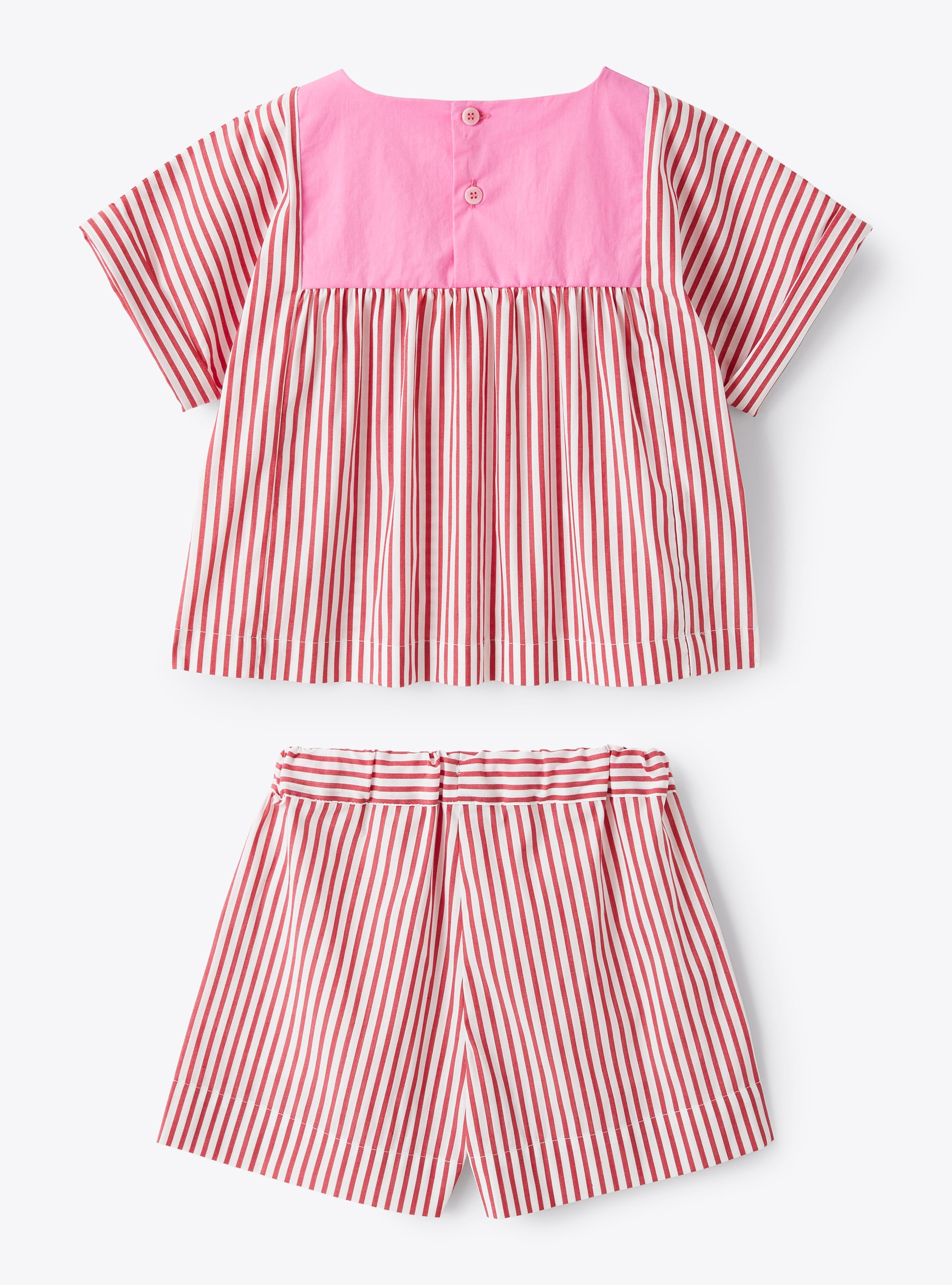 Two-piece set in striped cotton - Red | Il Gufo